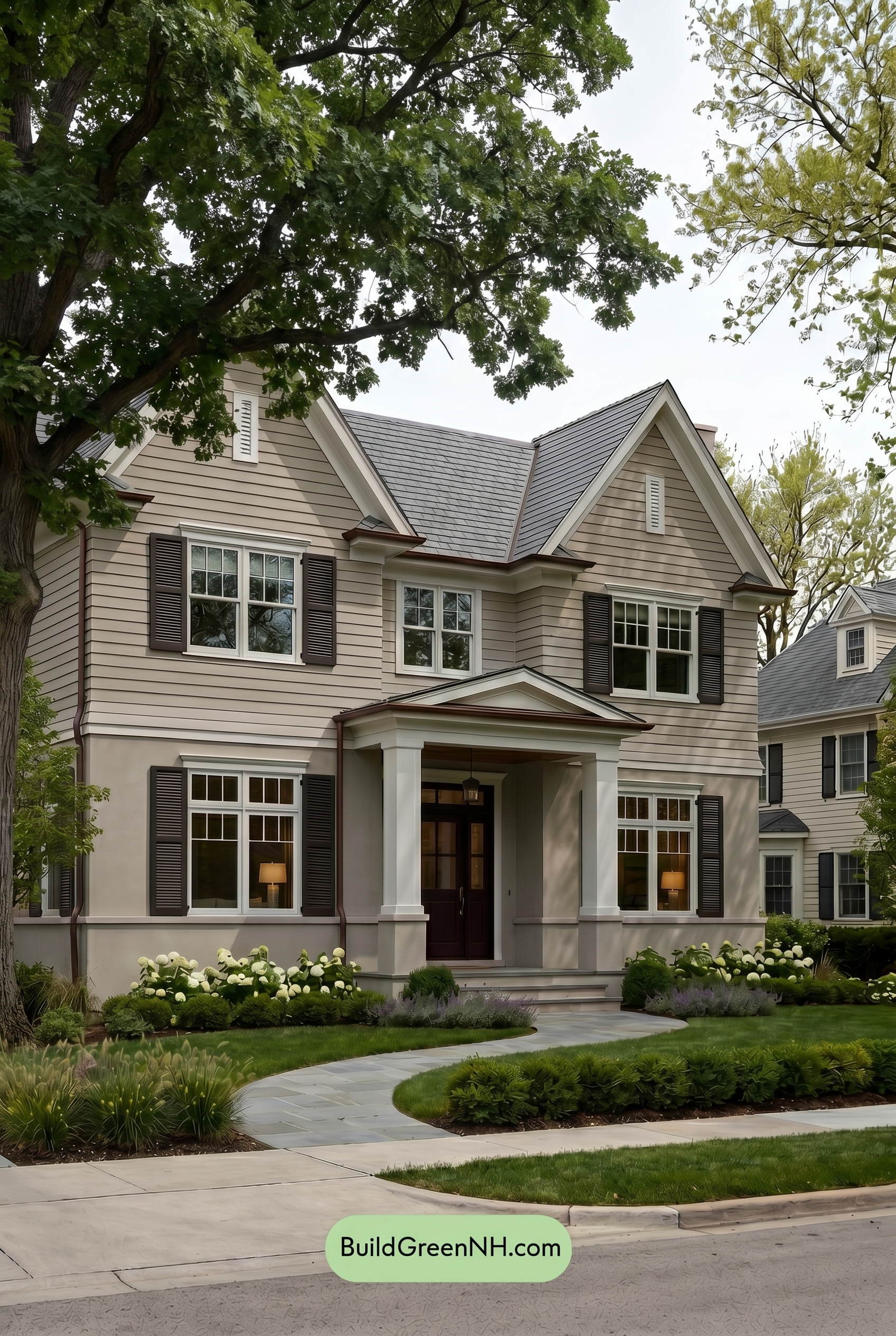 Light Grey Exterior Color Scheme: Ash White Townhouse - Shade