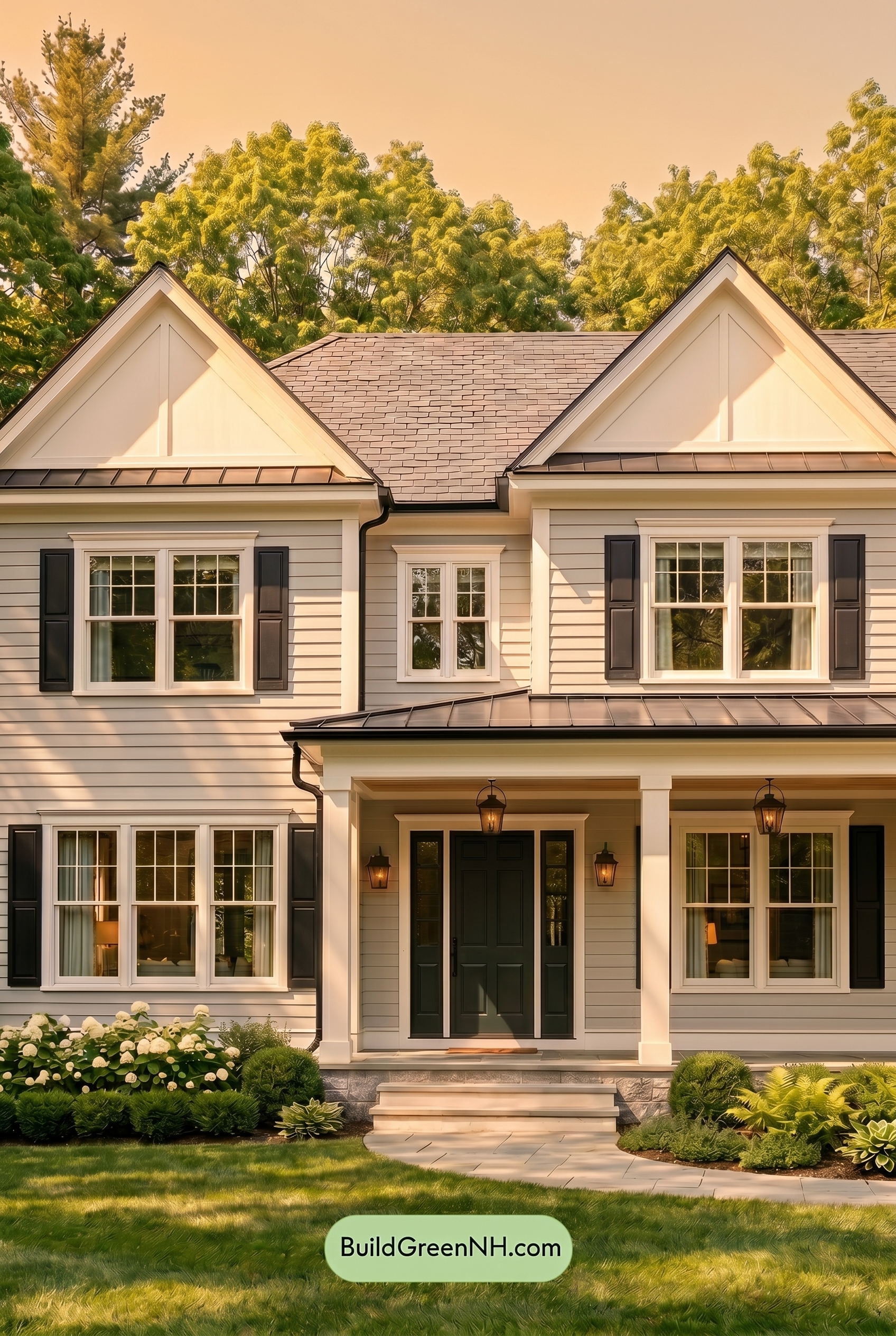 Light Grey Exterior Color Scheme: Cool Gray Heritage - Golden Hour