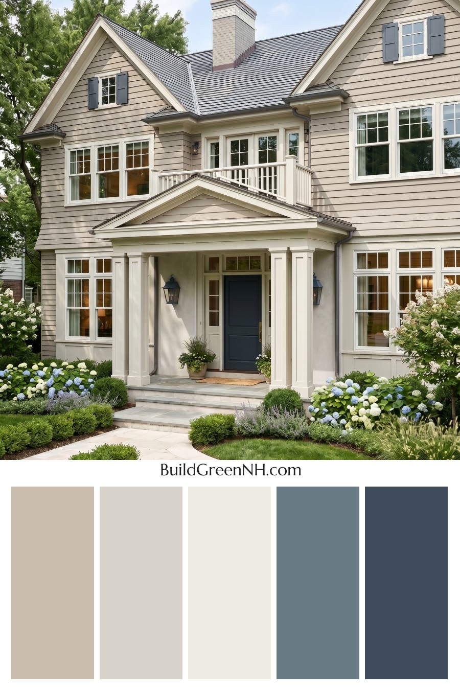 Light Grey Exterior Color Scheme: Greige Coastal Calm