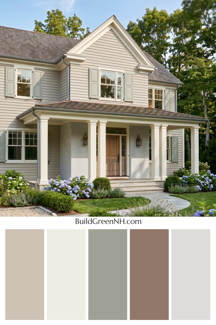 Light Grey Exterior Color Scheme: Greige Coastal Calm