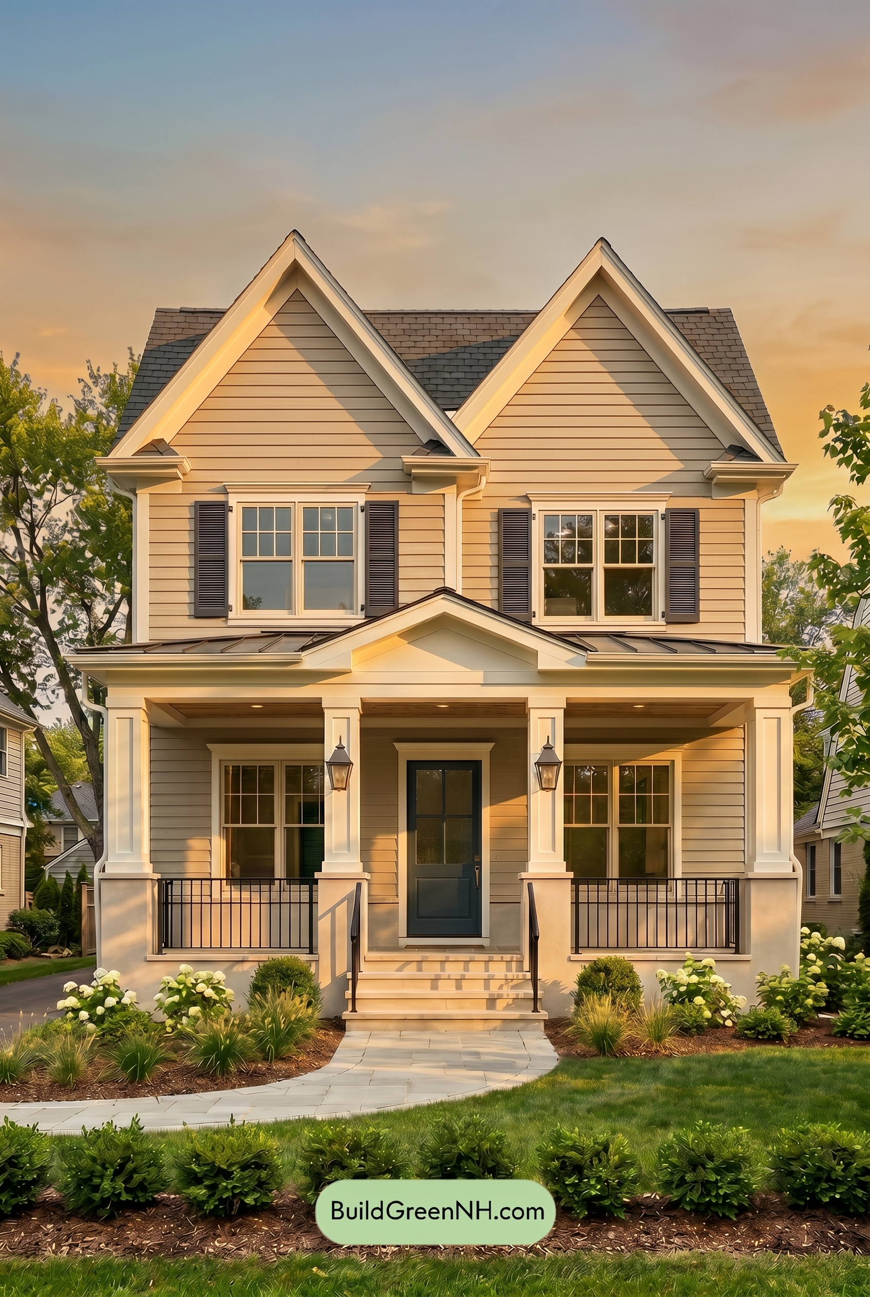 Light Grey Exterior Color Scheme: Pearl Gray Welcome - Golden Hour