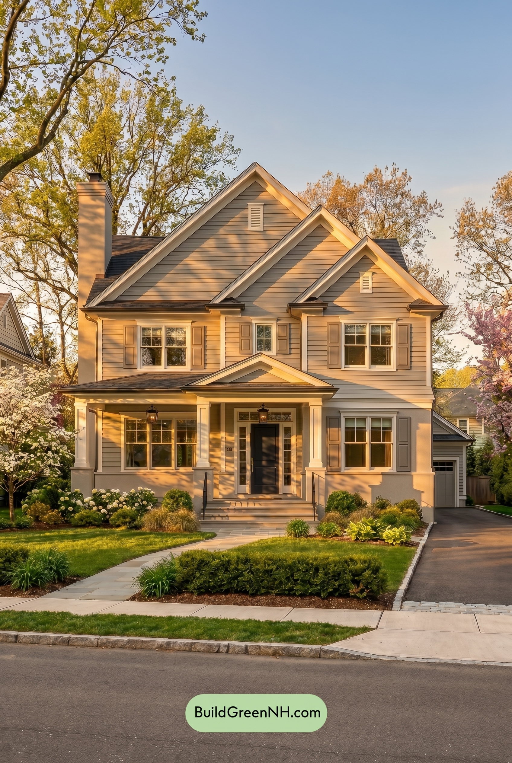 Light Grey Exterior Color Scheme: Pearl Gray Welcome - Golden Hour
