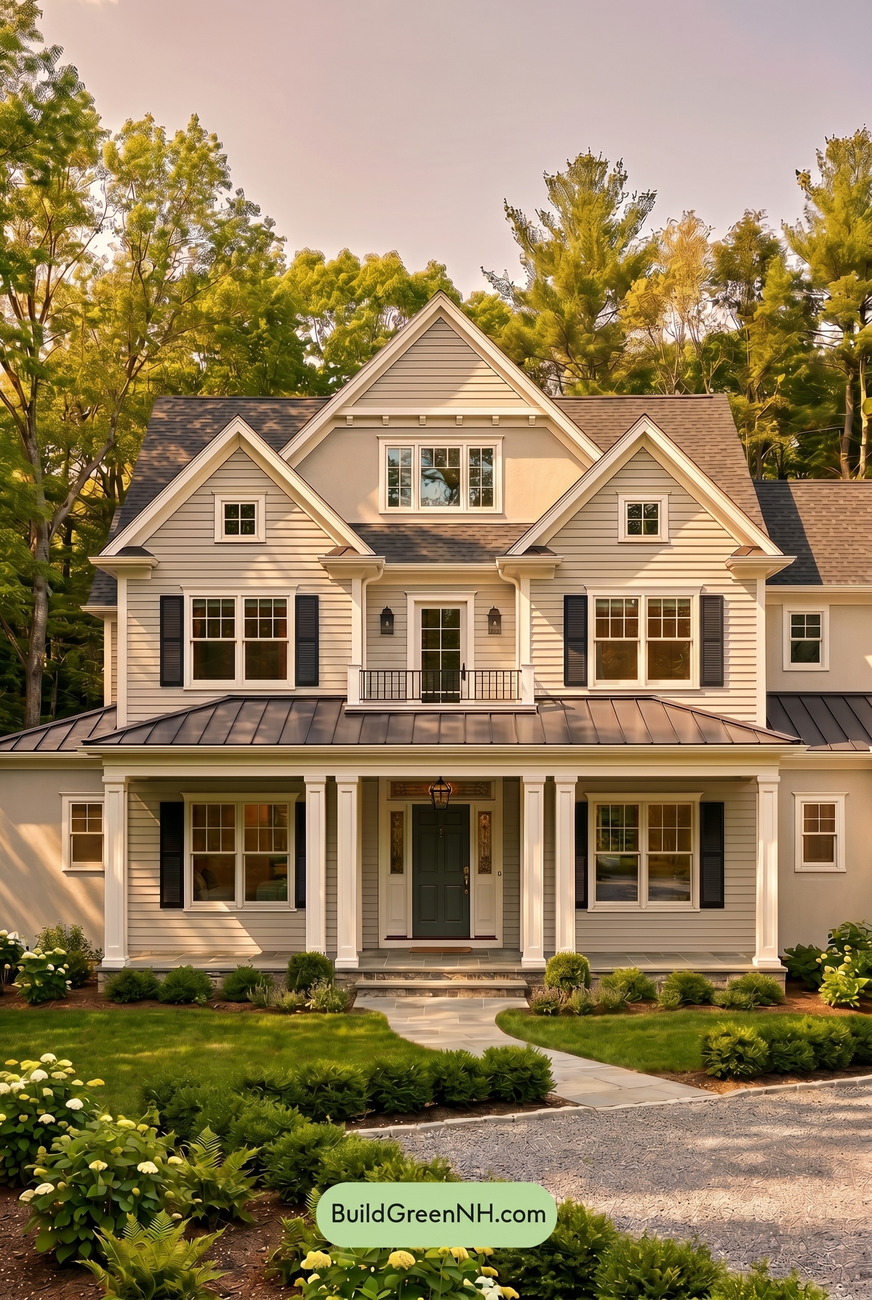 Light Grey Exterior Color Scheme: Silver Forest Poise - Golden Hour
