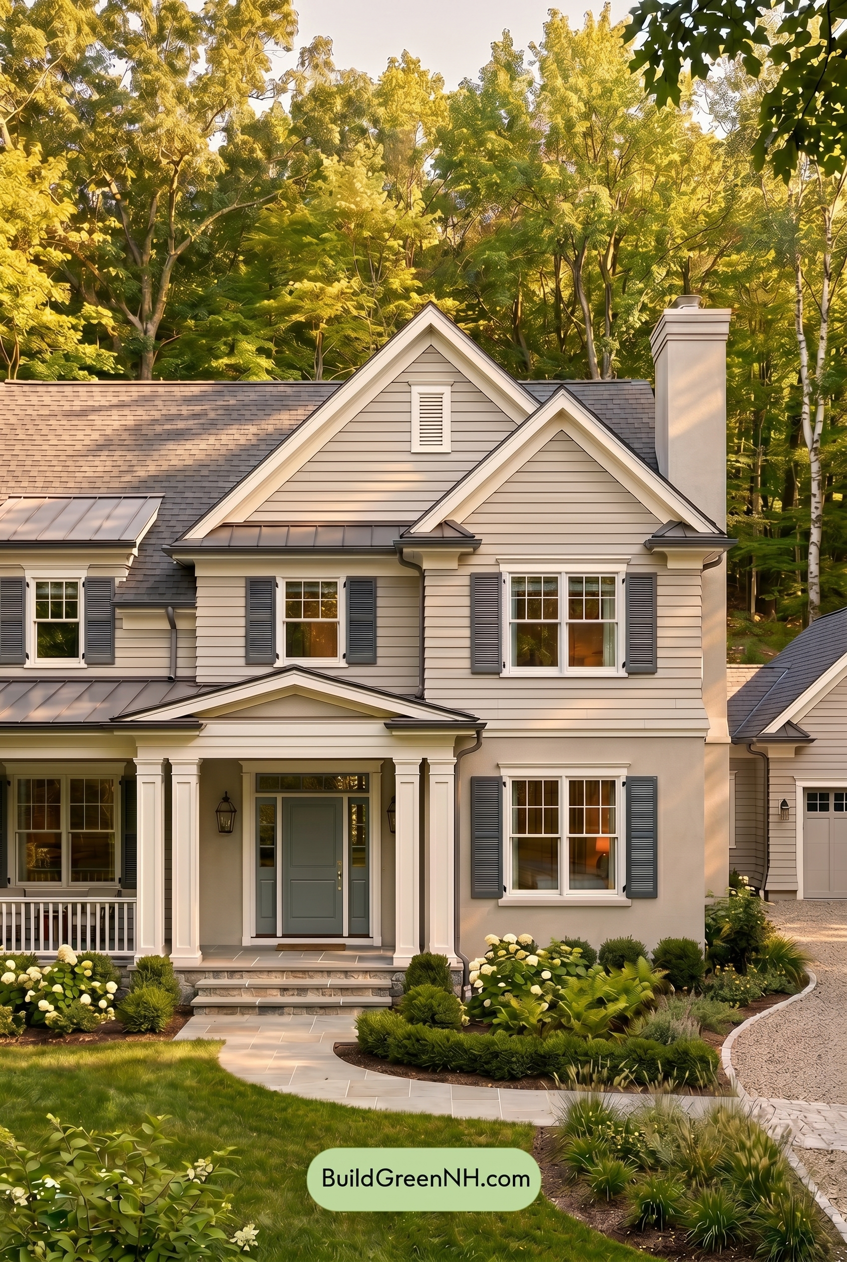 Light Grey Exterior Color Scheme: Silver Gray Retreat - Golden Hour