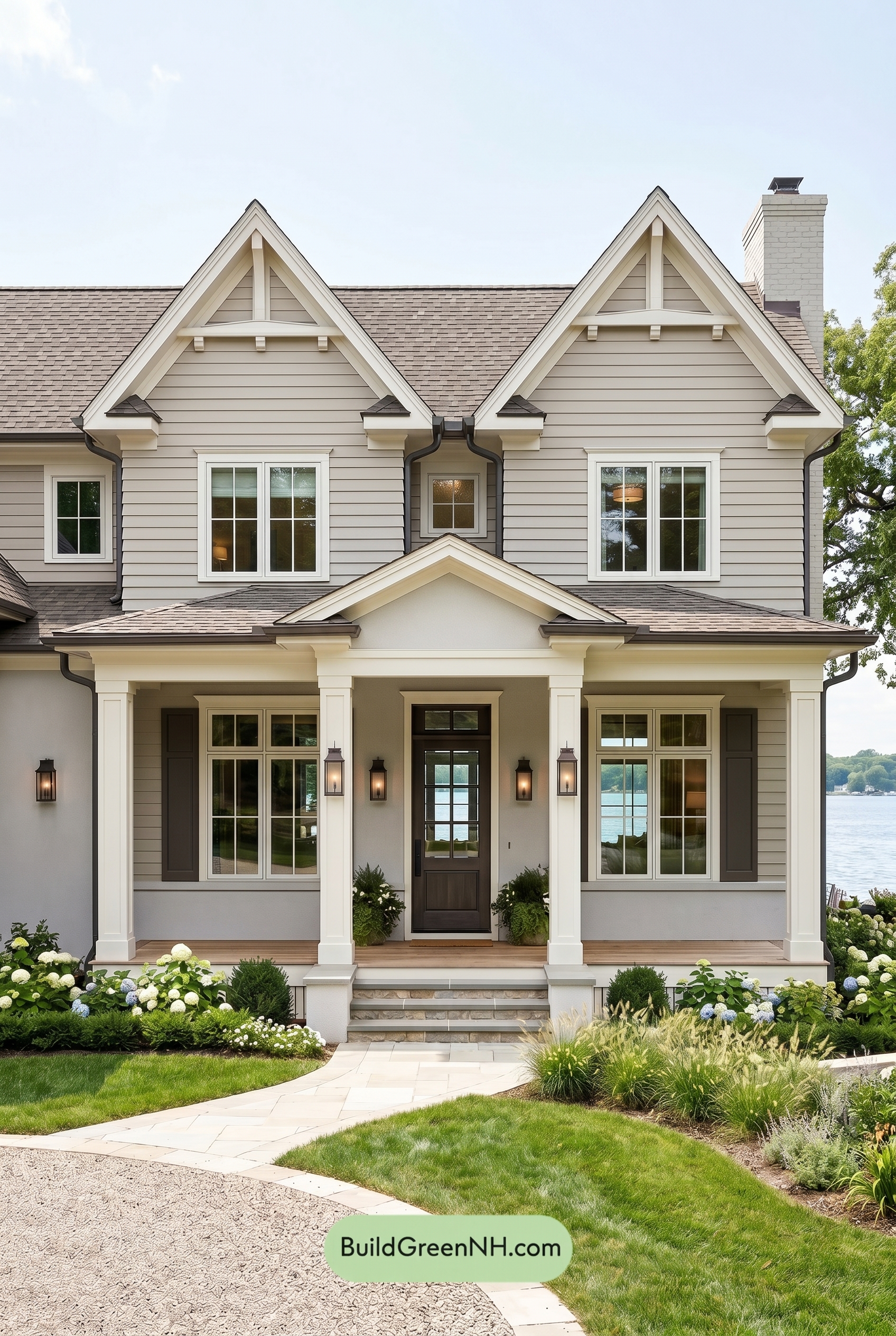 Light Grey Exterior Color Scheme: Silver Taupe Porch