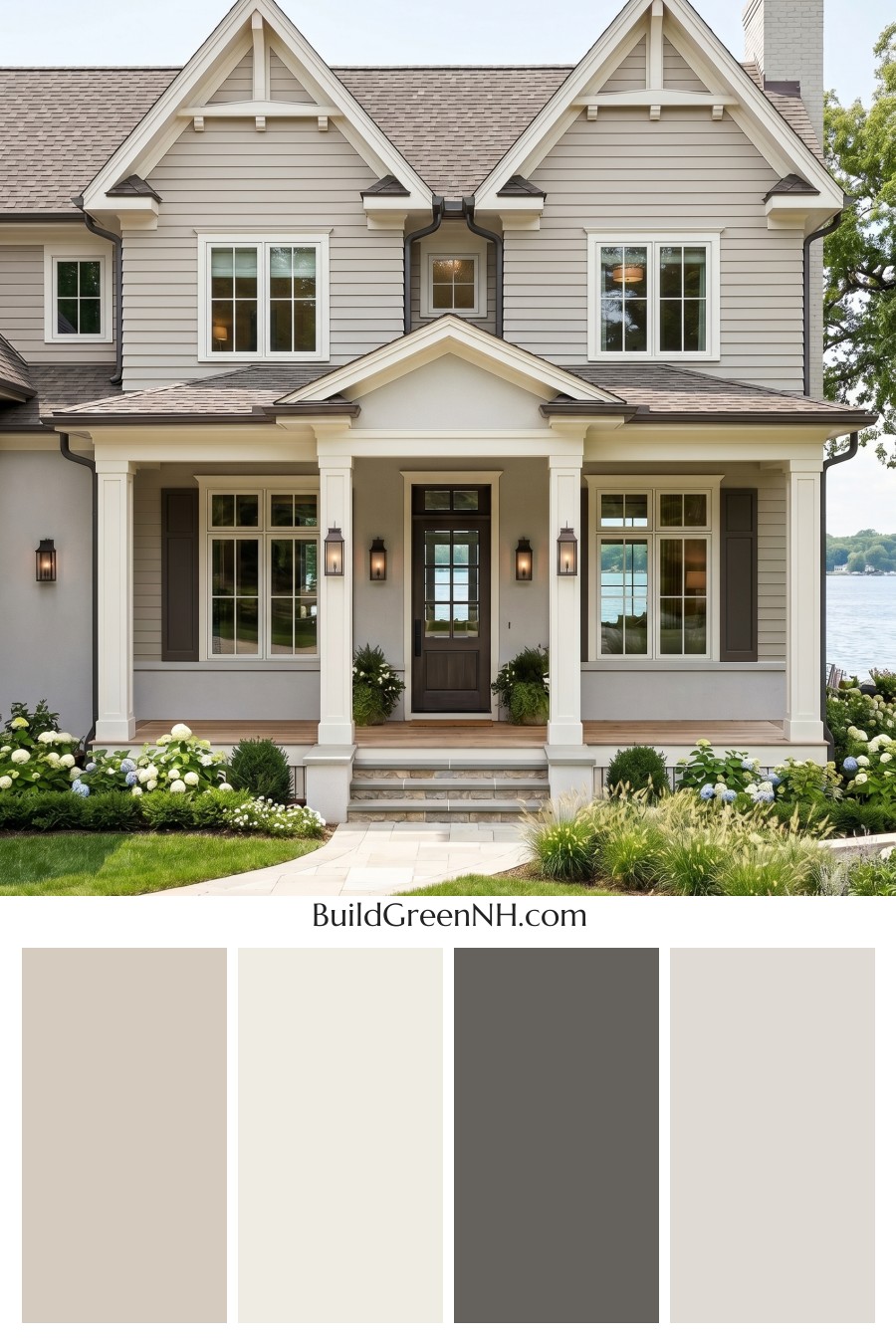 Light Grey Exterior Color Scheme: Silver Taupe Porch