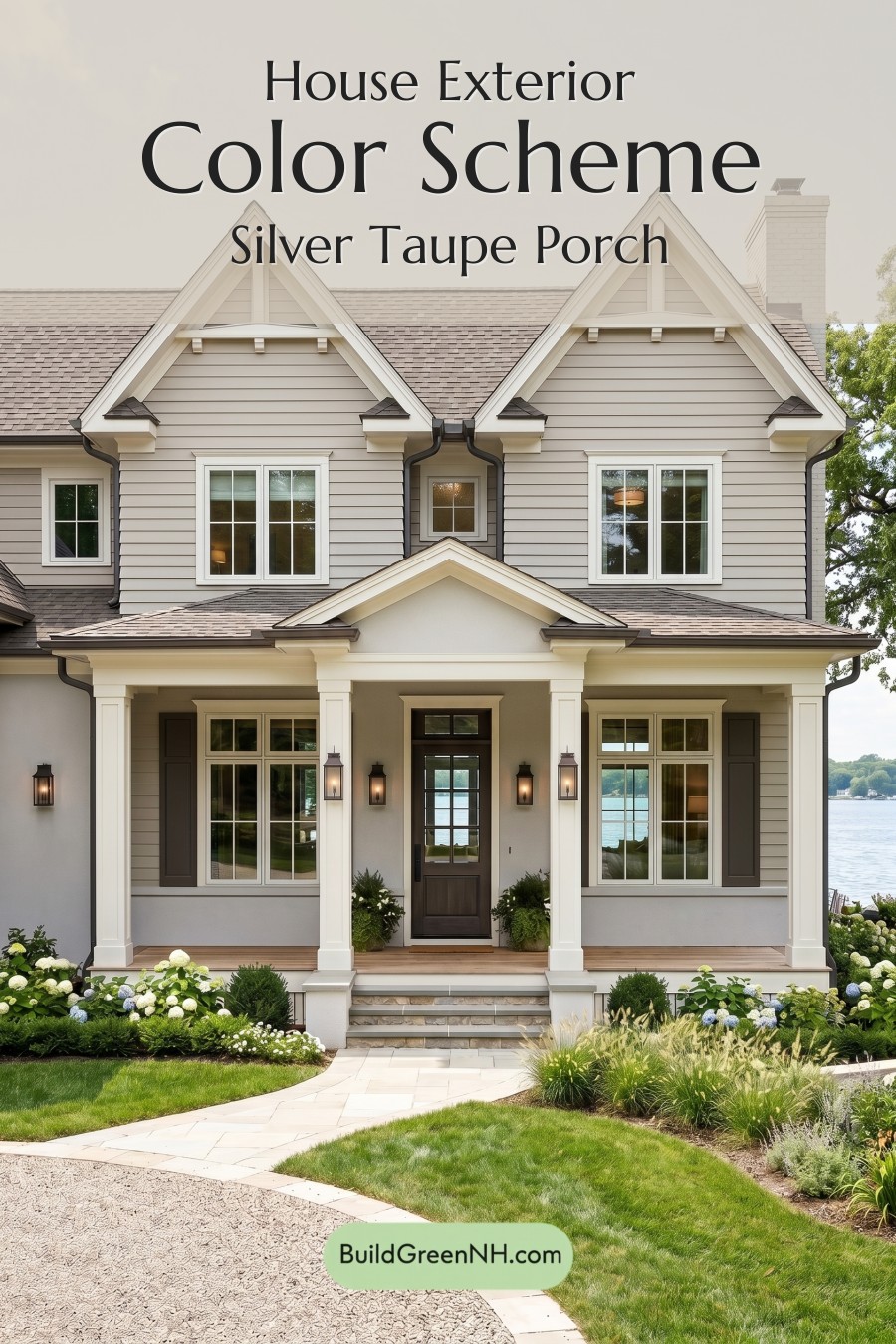 Light Grey Exterior Color Scheme: Silver Taupe Porch