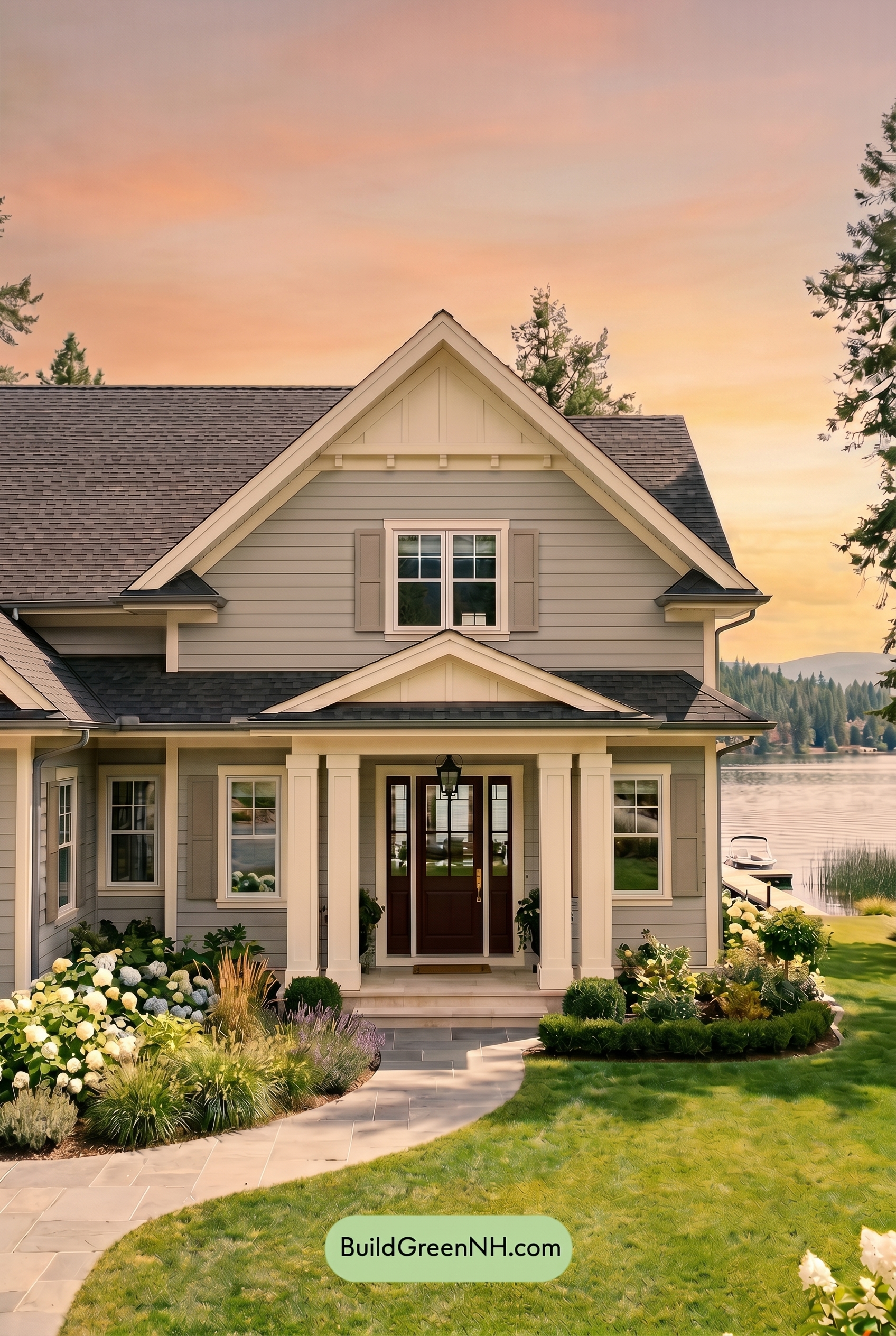 Light Grey Exterior Color Scheme: Smoke Gray Elegance - Golden Hour