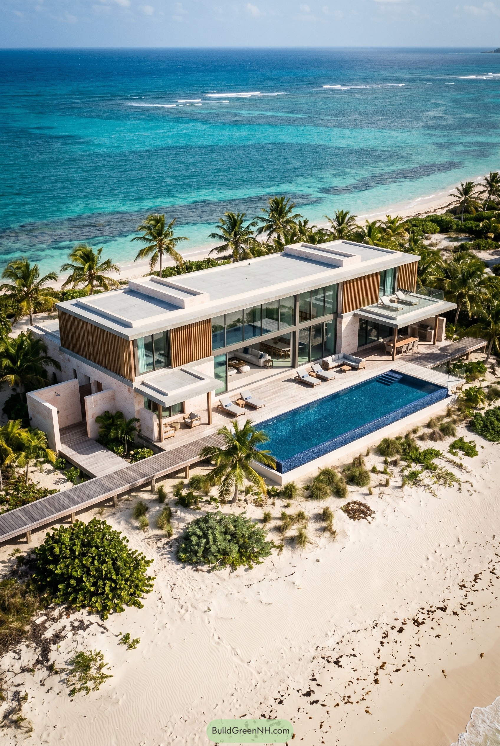 Modern beachfront villa with infinity pool