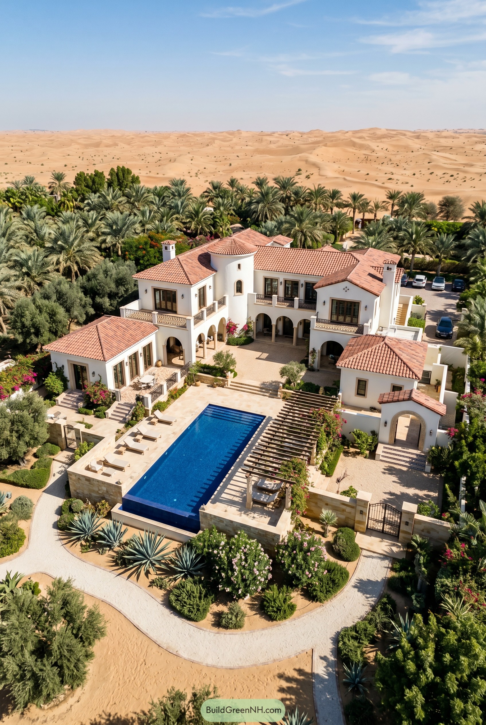 Mediterranean desert mansion with pool