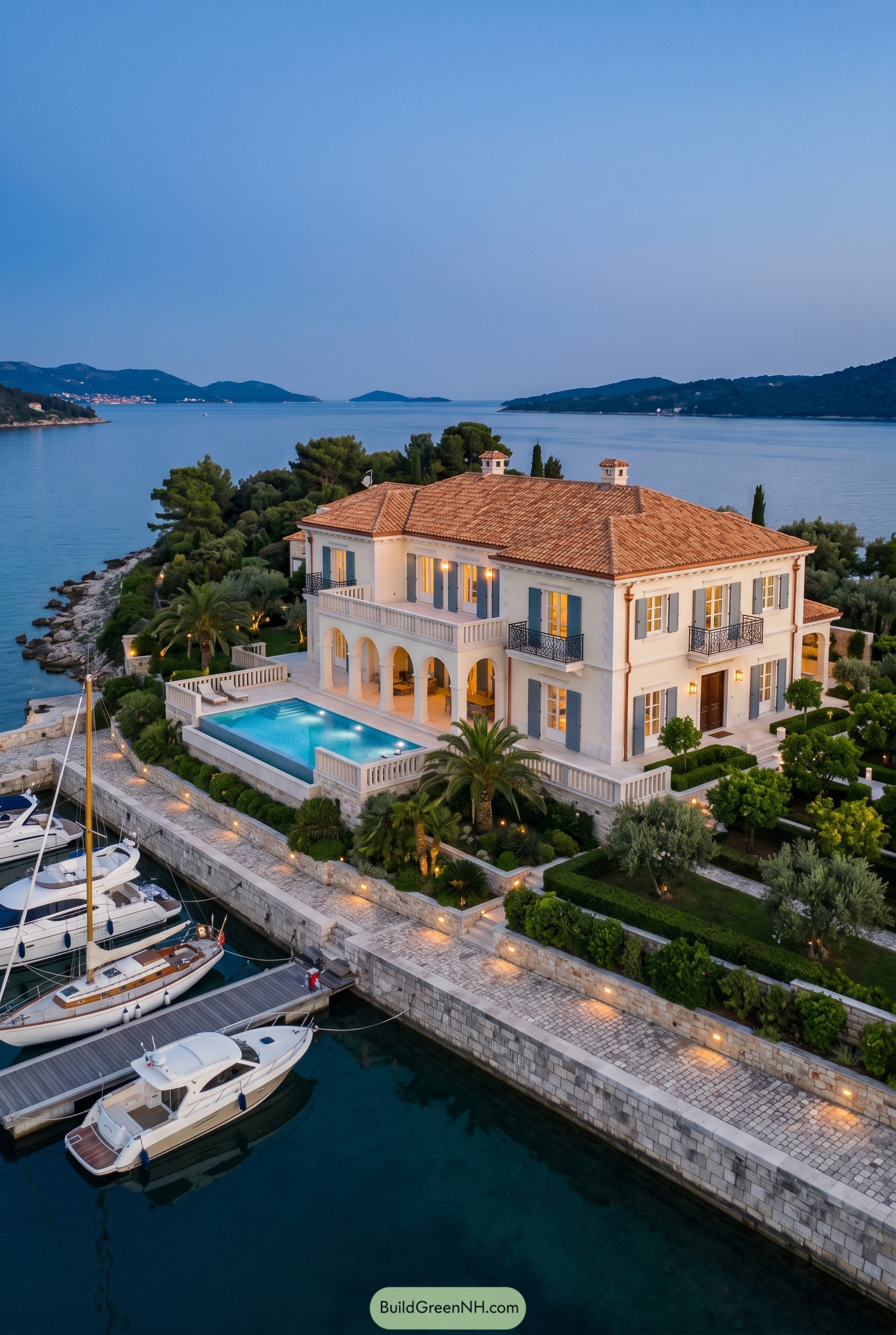 Waterfront Mediterranean villa with private dock