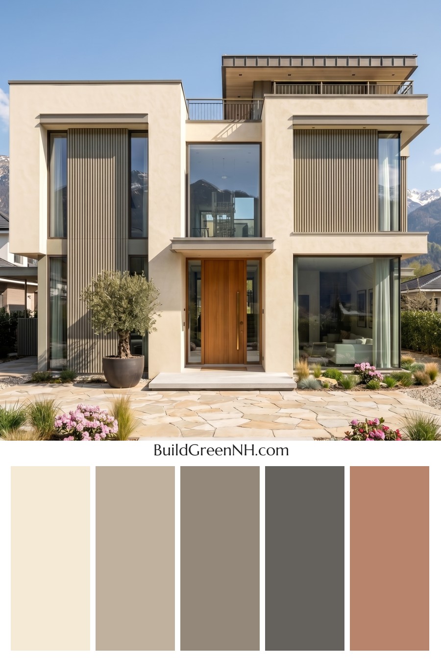 Modern Bronze House Exterior Color Scheme: Ivory Mountain Light