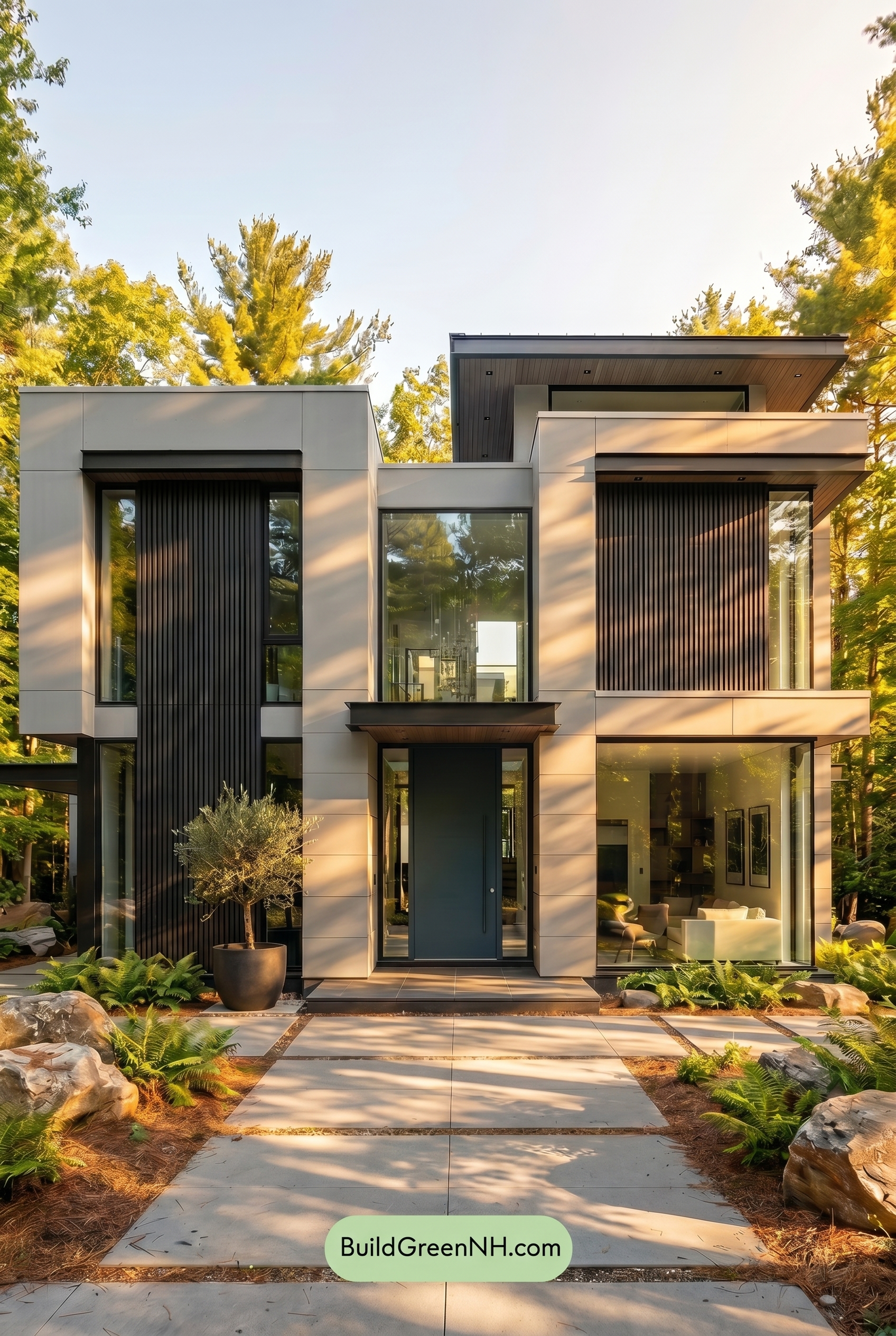 Modern Bronze House Exterior Color Scheme: Smoky Gray Stillness - Golden Hour