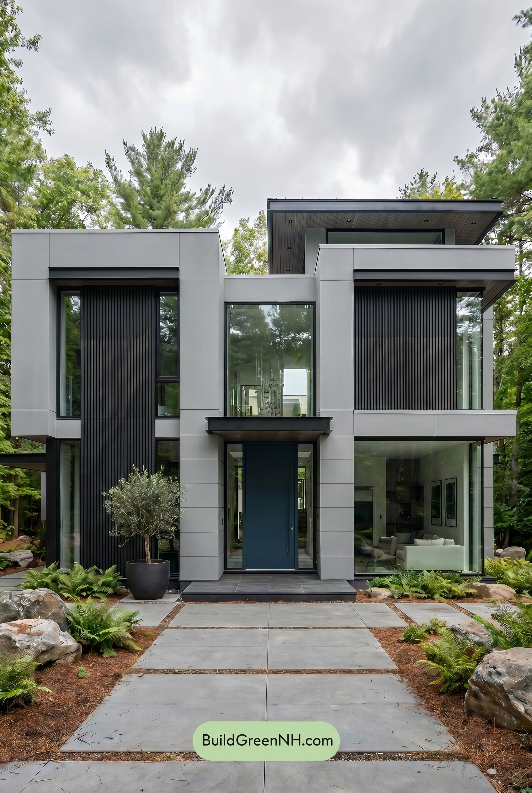 Modern Bronze House Exterior Color Scheme: Smoky Gray Stillness - Overcast