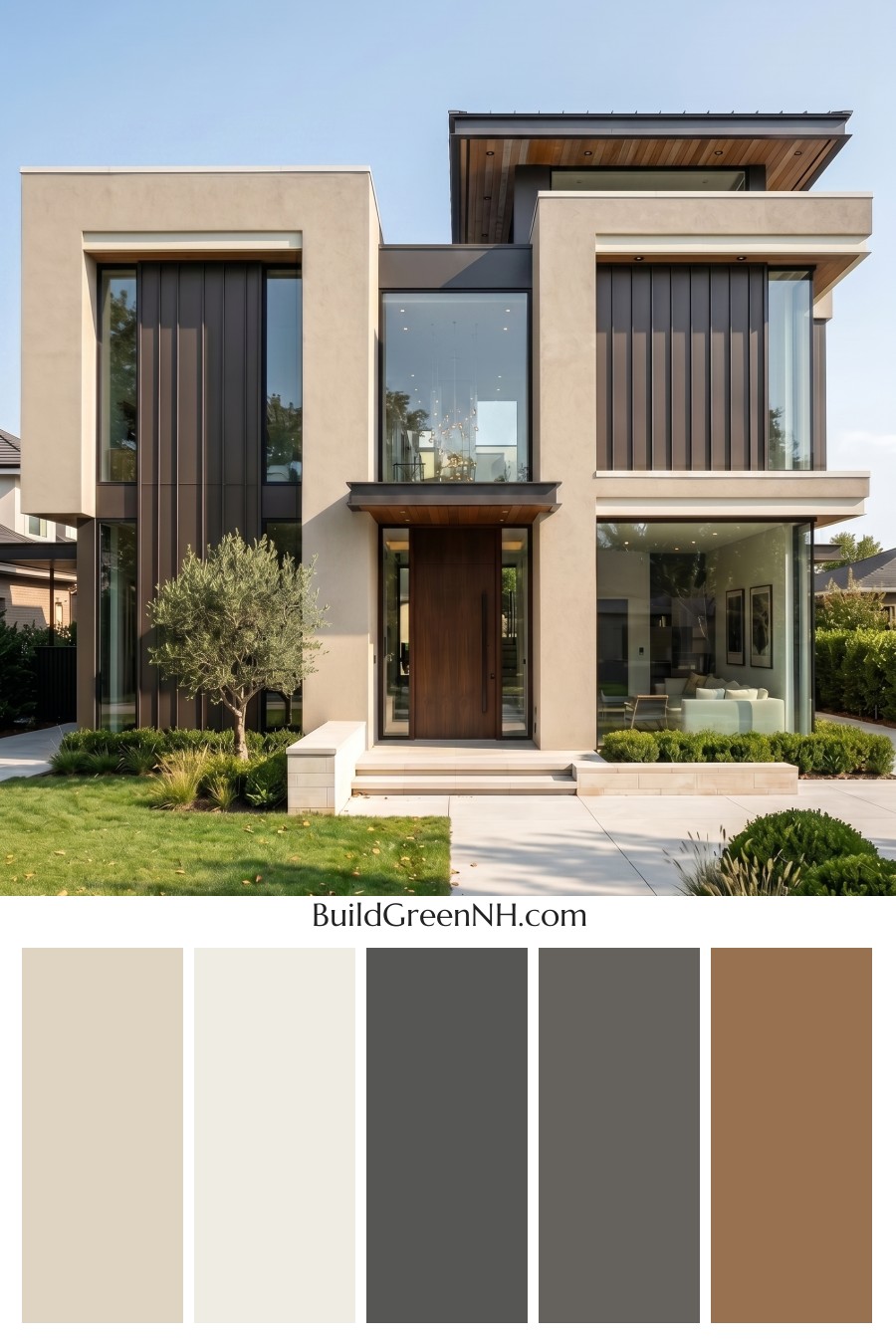Modern Bronze House Exterior Color Scheme: Warm Taupe Quiet