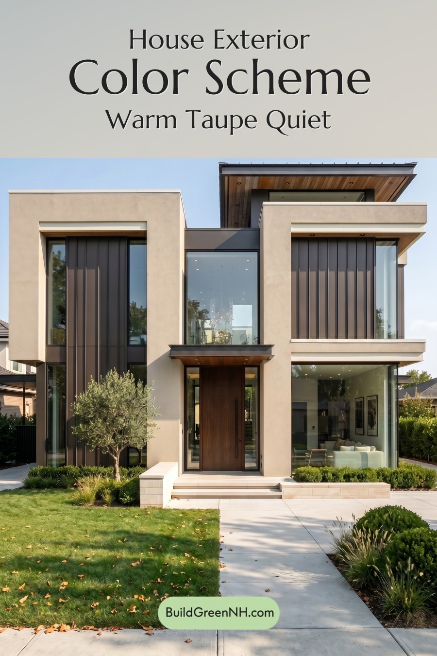 Modern Bronze House Exterior Color Scheme: Warm Taupe Quiet