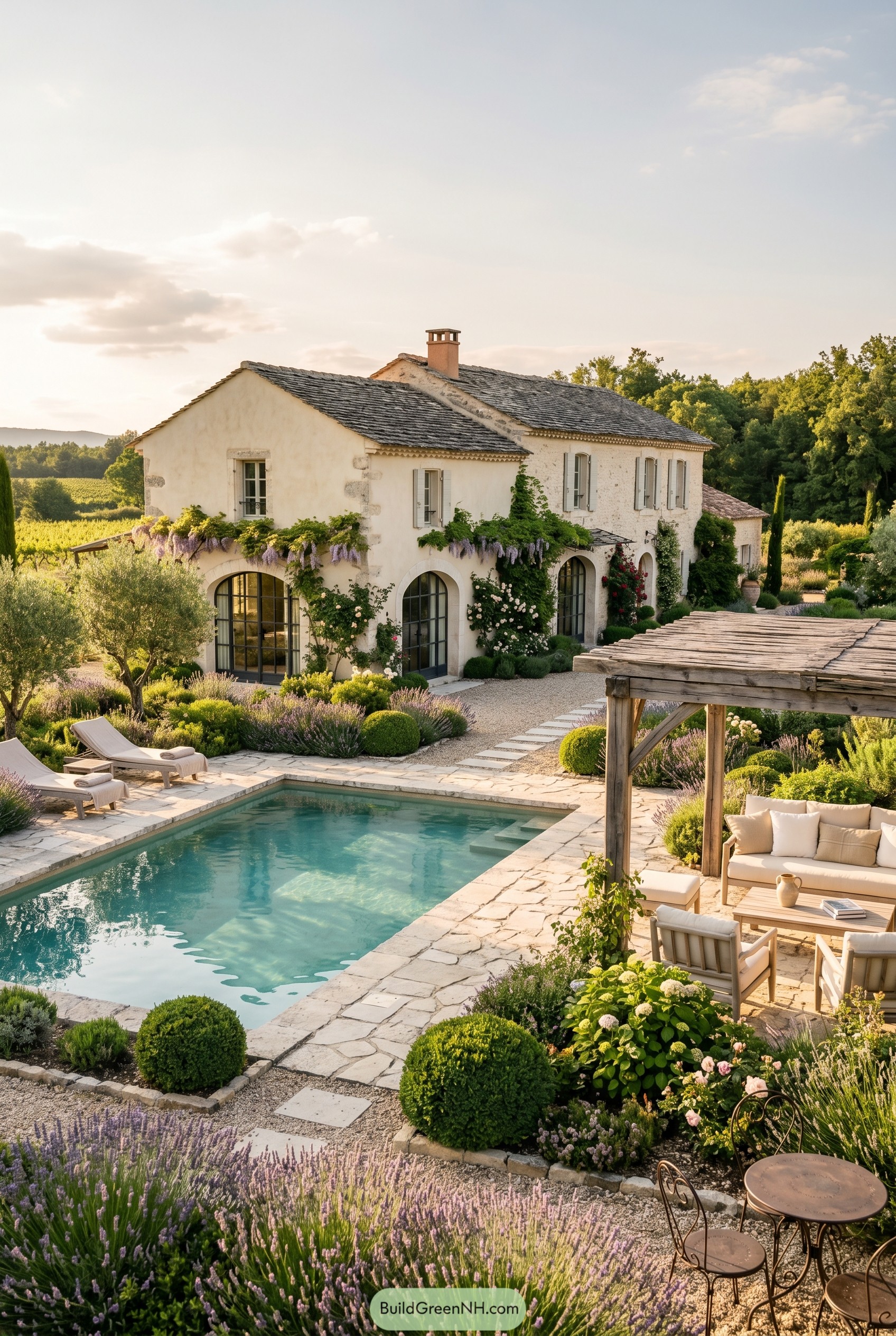 Provencal farmhouse with pool pergola and lavender garden