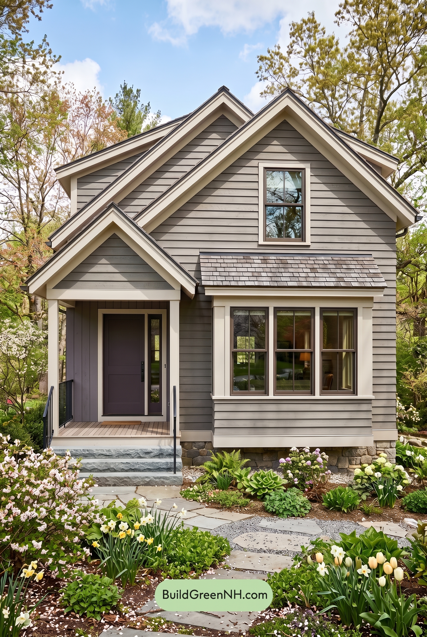 Modern Grey House Exterior Color Scheme: Ash With Plum