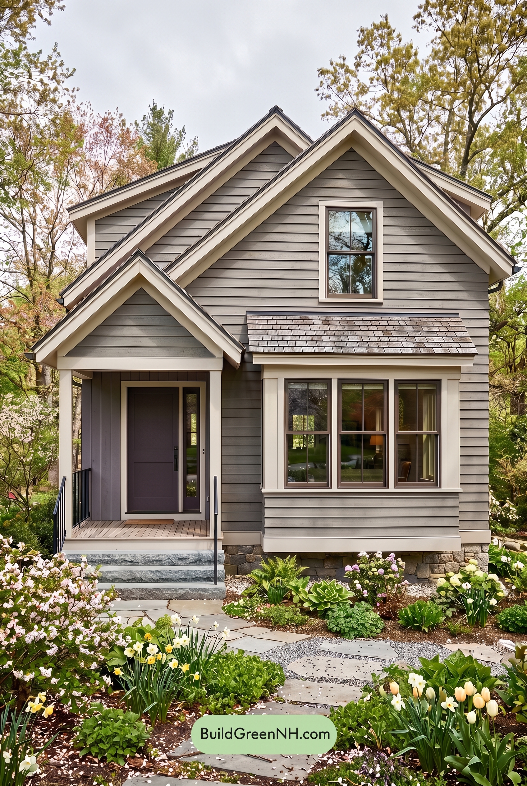 Modern Grey House Exterior Color Scheme: Ash With Plum - Overcast