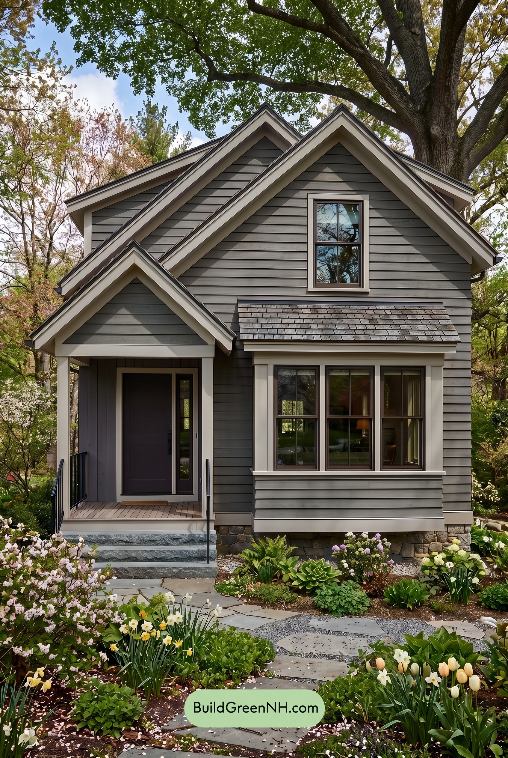 Modern Grey House Exterior Color Scheme: Ash With Plum - Shade