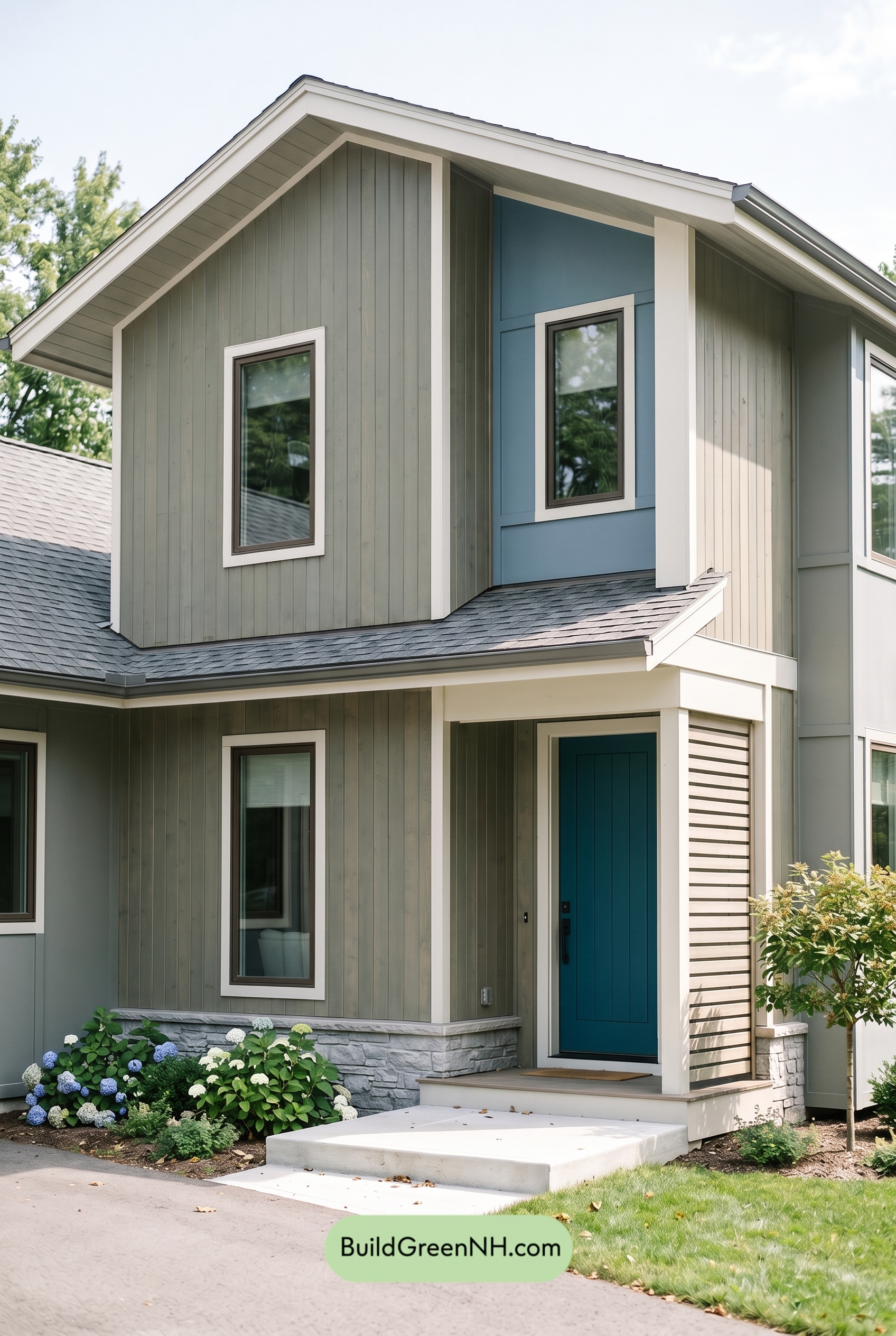Modern Grey House Exterior Color Scheme: Bronze Blue Quiet
