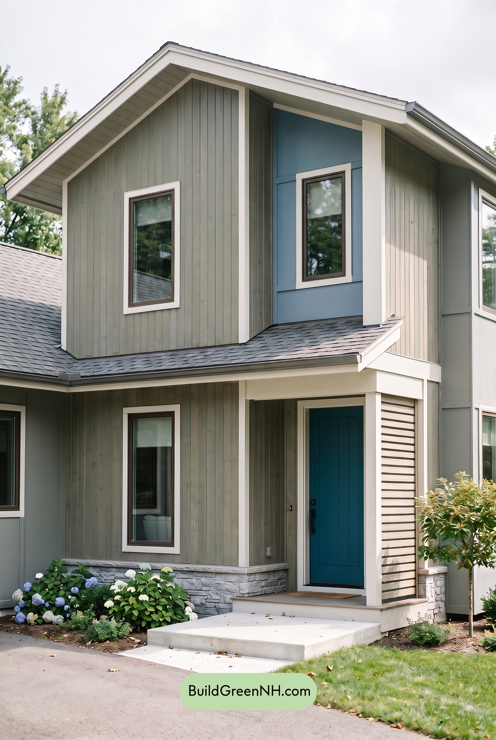 Modern Grey House Exterior Color Scheme: Bronze Blue Quiet - Overcast