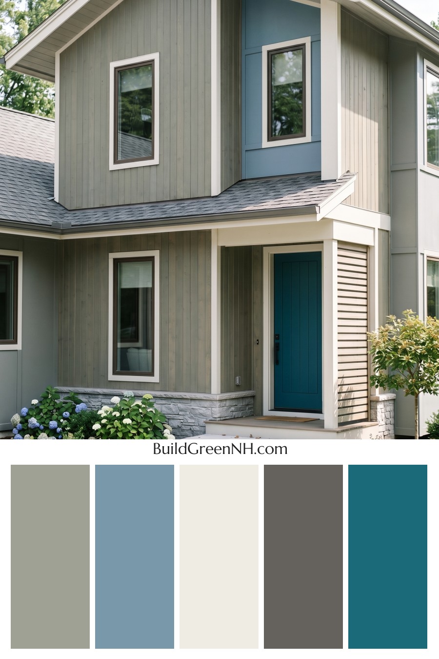 Modern Grey House Exterior Color Scheme: Bronze Blue Quiet