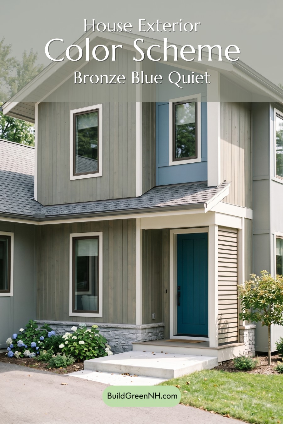 Modern Grey House Exterior Color Scheme: Bronze Blue Quiet