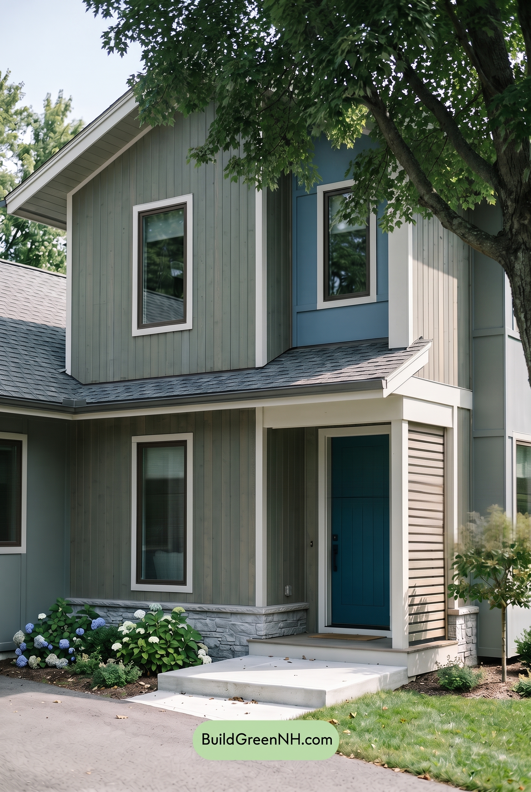 Modern Grey House Exterior Color Scheme: Bronze Blue Quiet - Shade