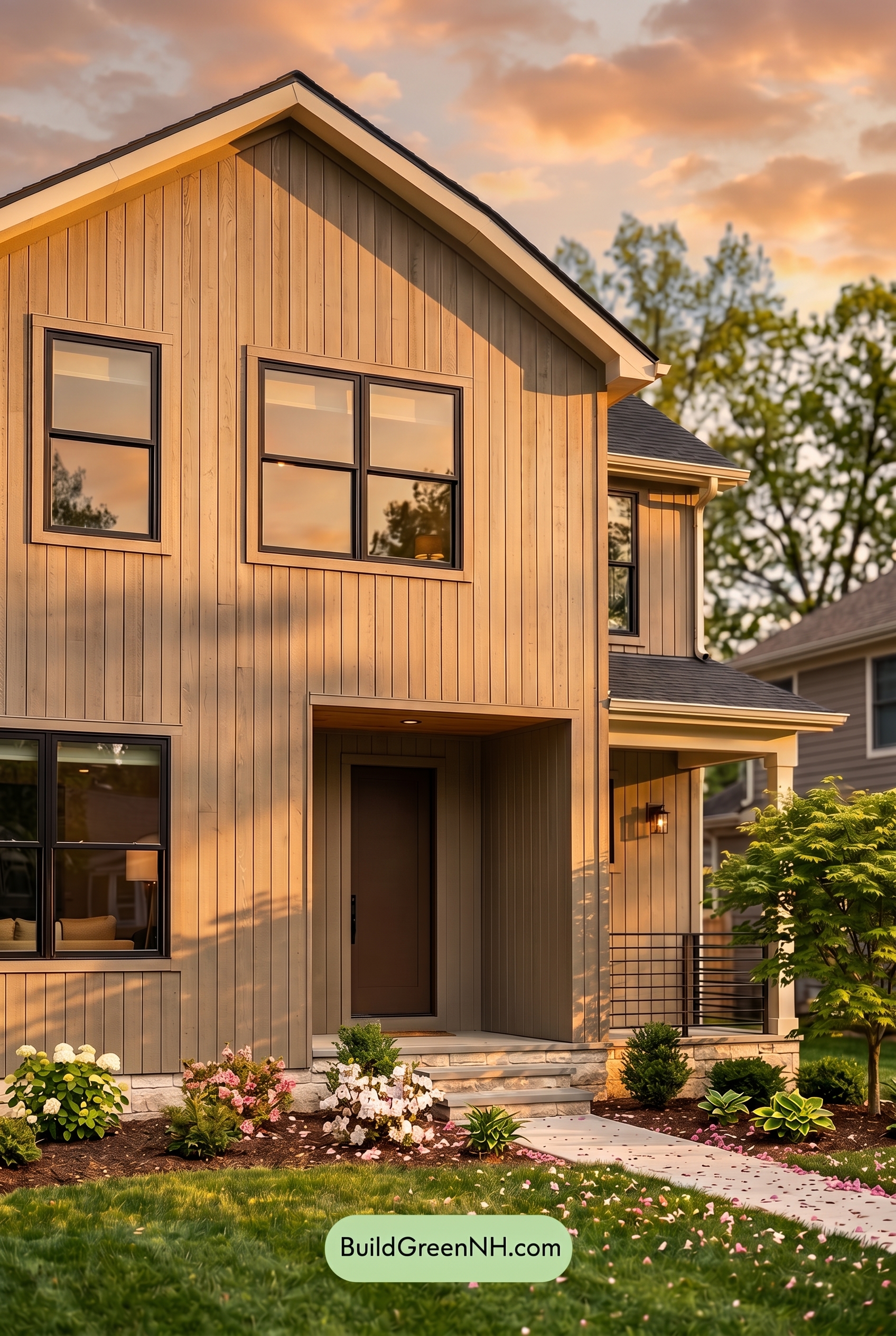Modern Grey House Exterior Color Scheme: Bronze Ivory Glow - Golden Hour