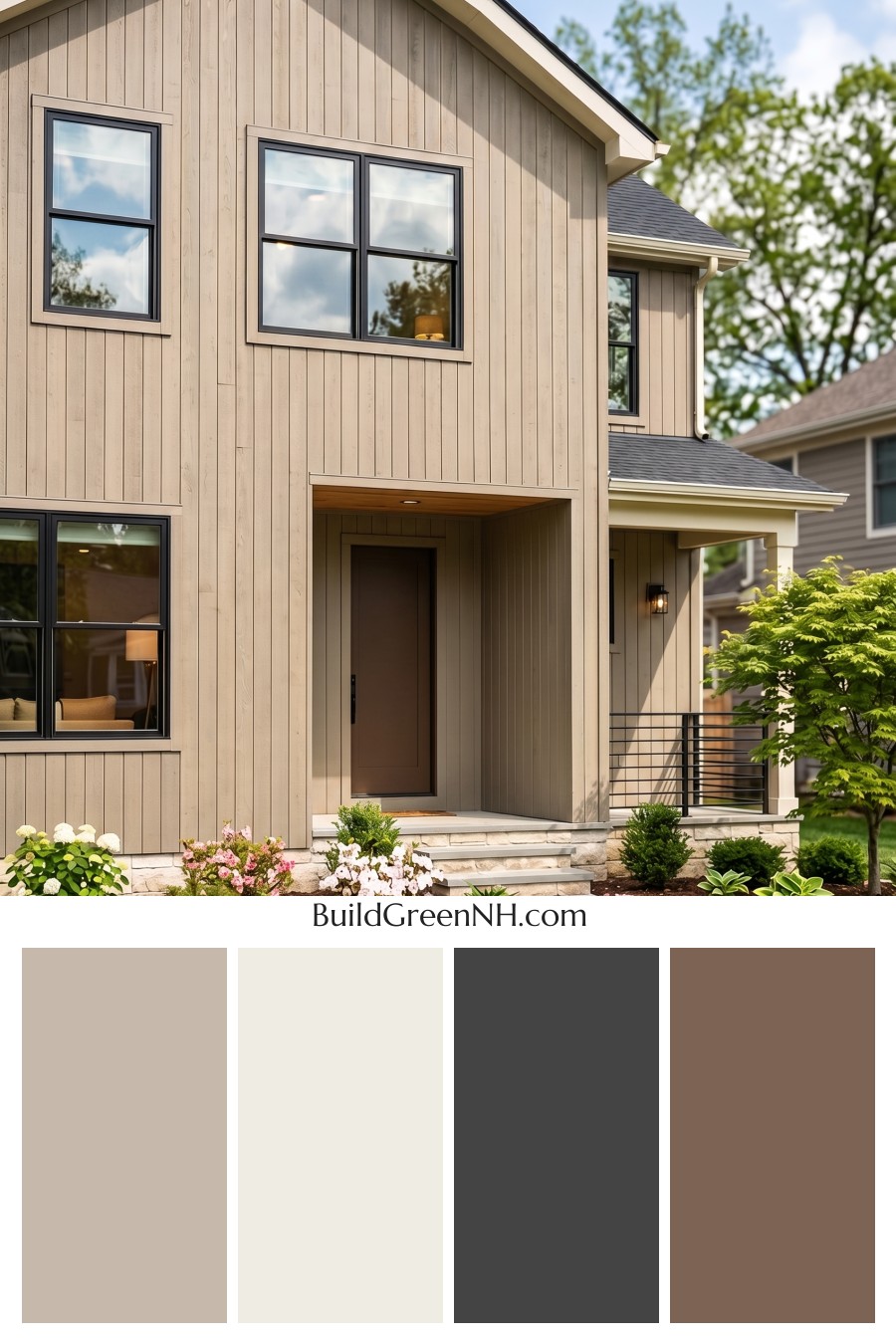 Modern Grey House Exterior Color Scheme: Bronze Ivory Glow