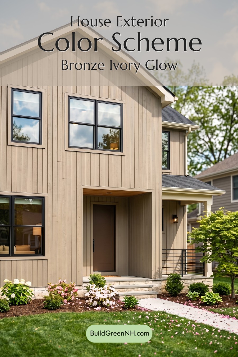 Modern Grey House Exterior Color Scheme: Bronze Ivory Glow