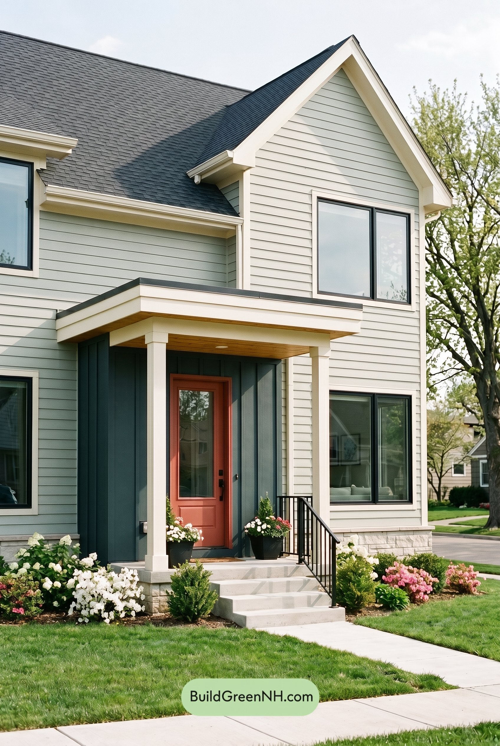 Modern Grey House Exterior Color Scheme: Celadon Charcoal Glint