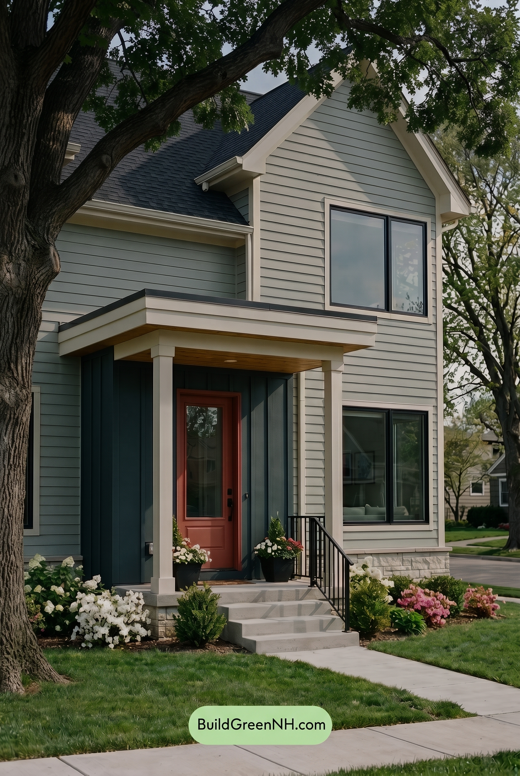 Modern Grey House Exterior Color Scheme: Celadon Charcoal Glint - Shade