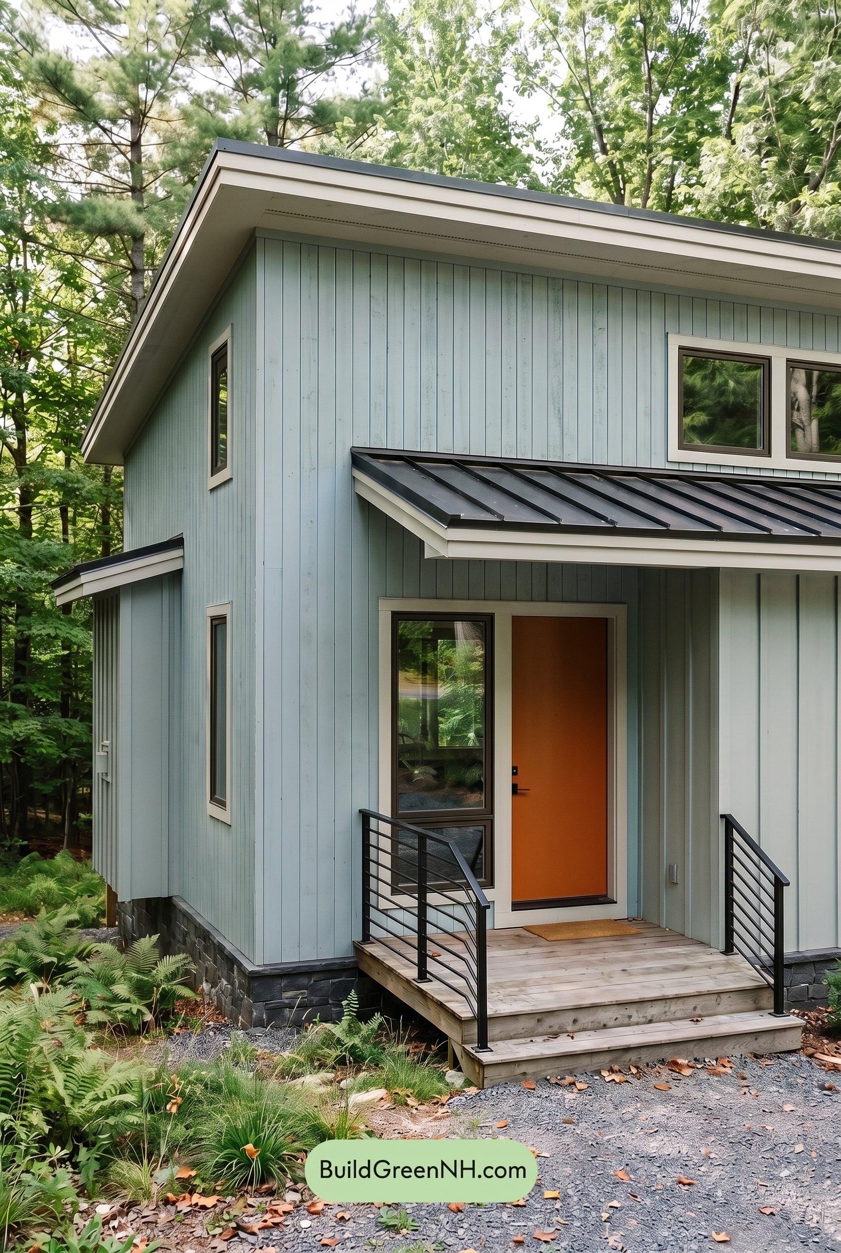 Modern Grey House Exterior Color Scheme: Fogblue Olive Grain - Overcast
