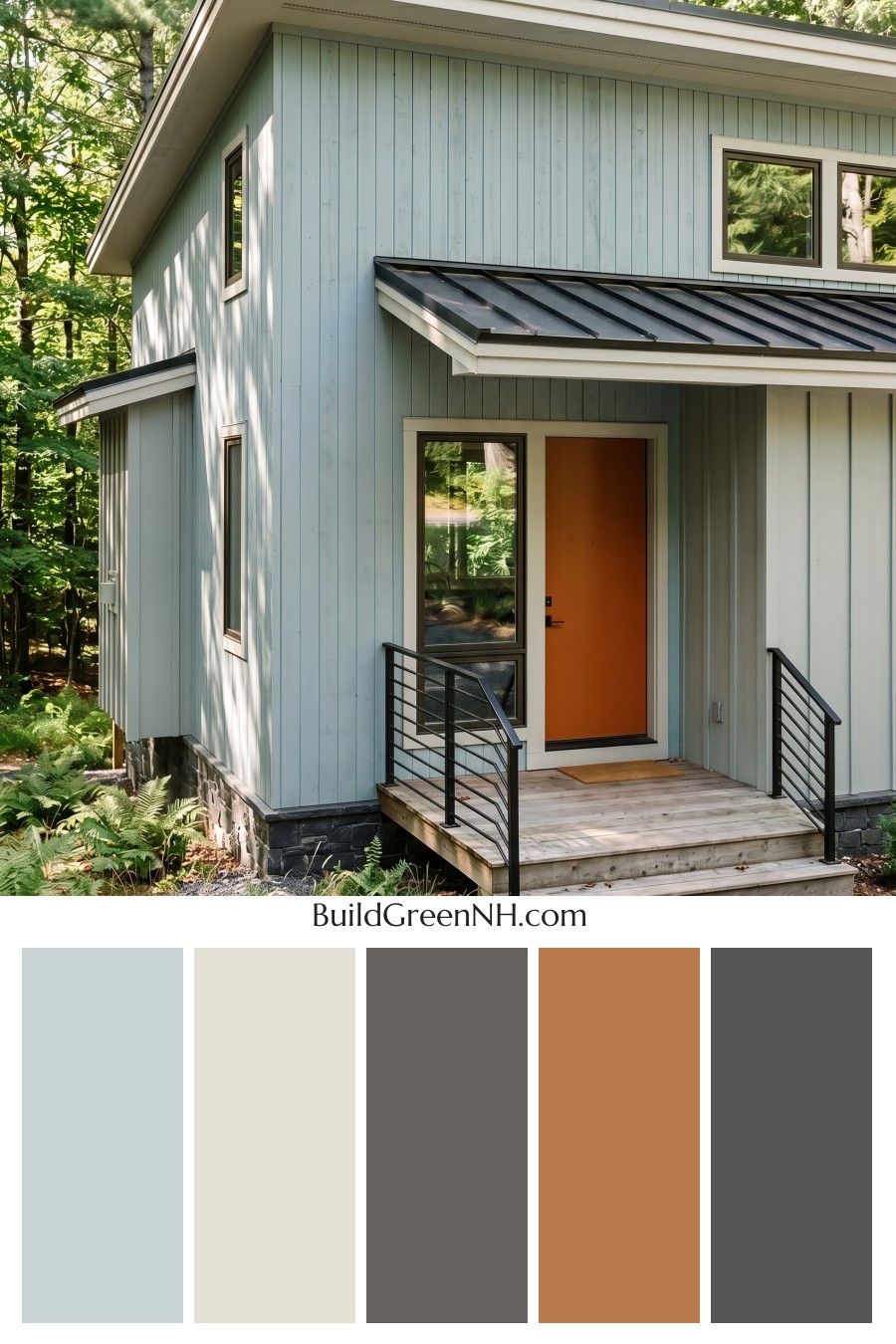 Modern Grey House Exterior Color Scheme: Fogblue Olive Grain