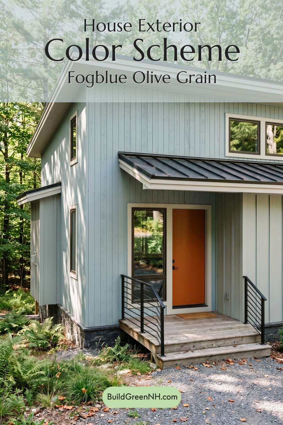 Modern Grey House Exterior Color Scheme: Fogblue Olive Grain