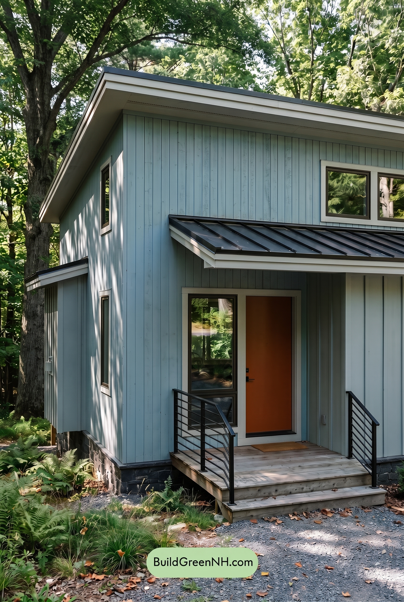 Modern Grey House Exterior Color Scheme: Fogblue Olive Grain - Shade