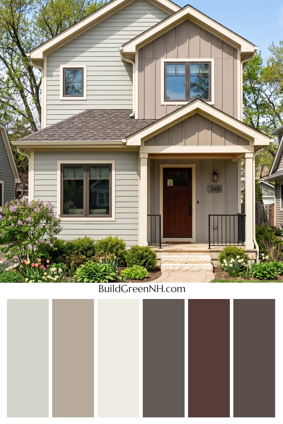 Modern Grey House Exterior Color Scheme: Muted Warm Contrast