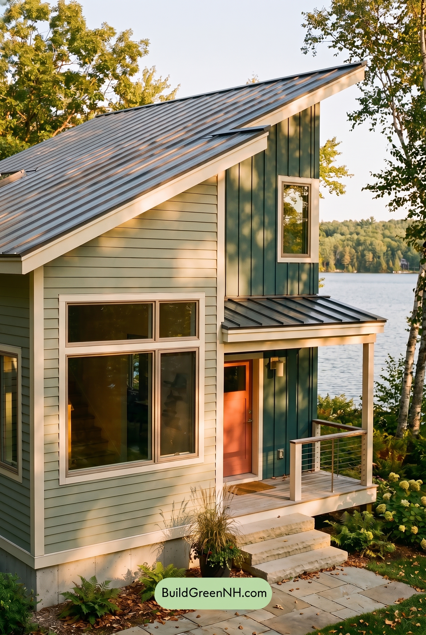 Modern Grey House Exterior Color Scheme: Pale Bright Signal - Golden Hour