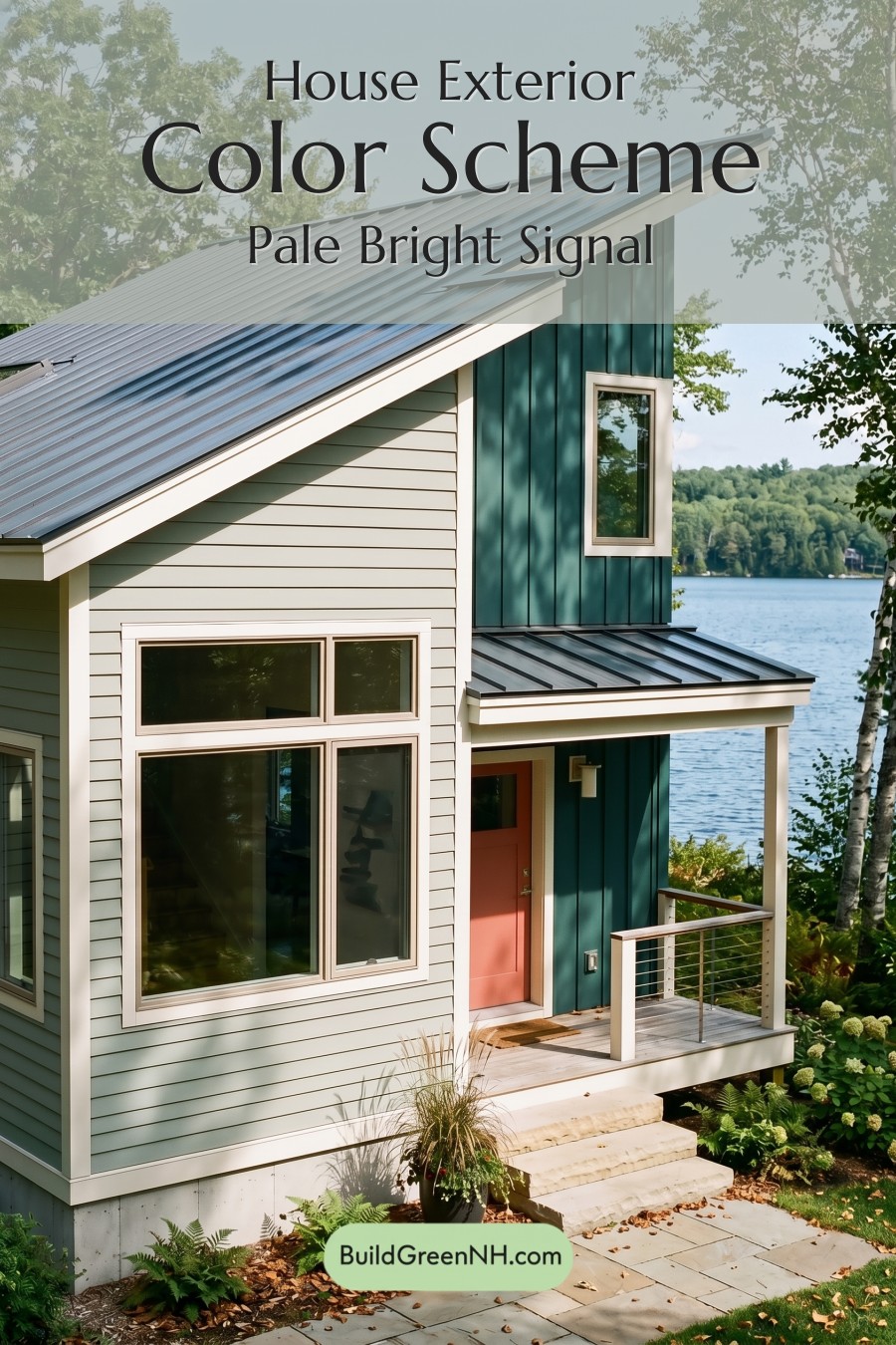 Modern Grey House Exterior Color Scheme: Pale Bright Signal