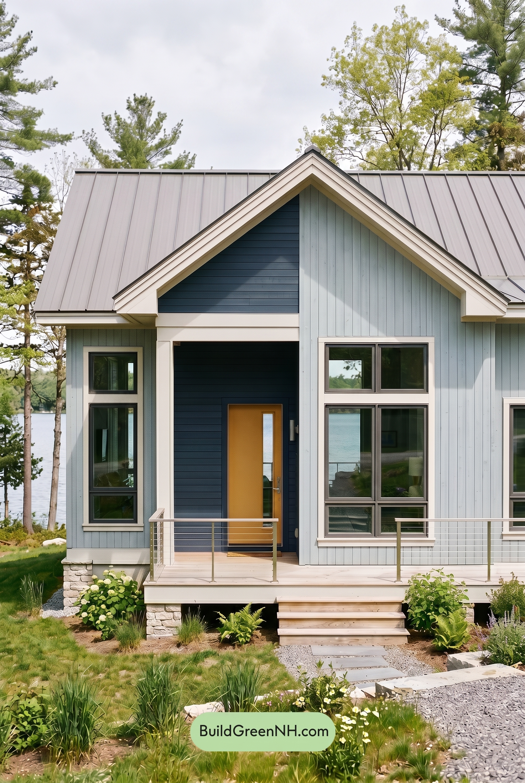 Modern Grey House Exterior Color Scheme: Paleblue Navy Gleam - Overcast