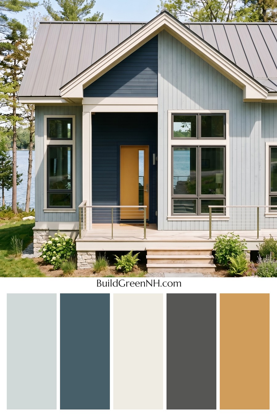 Modern Grey House Exterior Color Scheme: Paleblue Navy Gleam