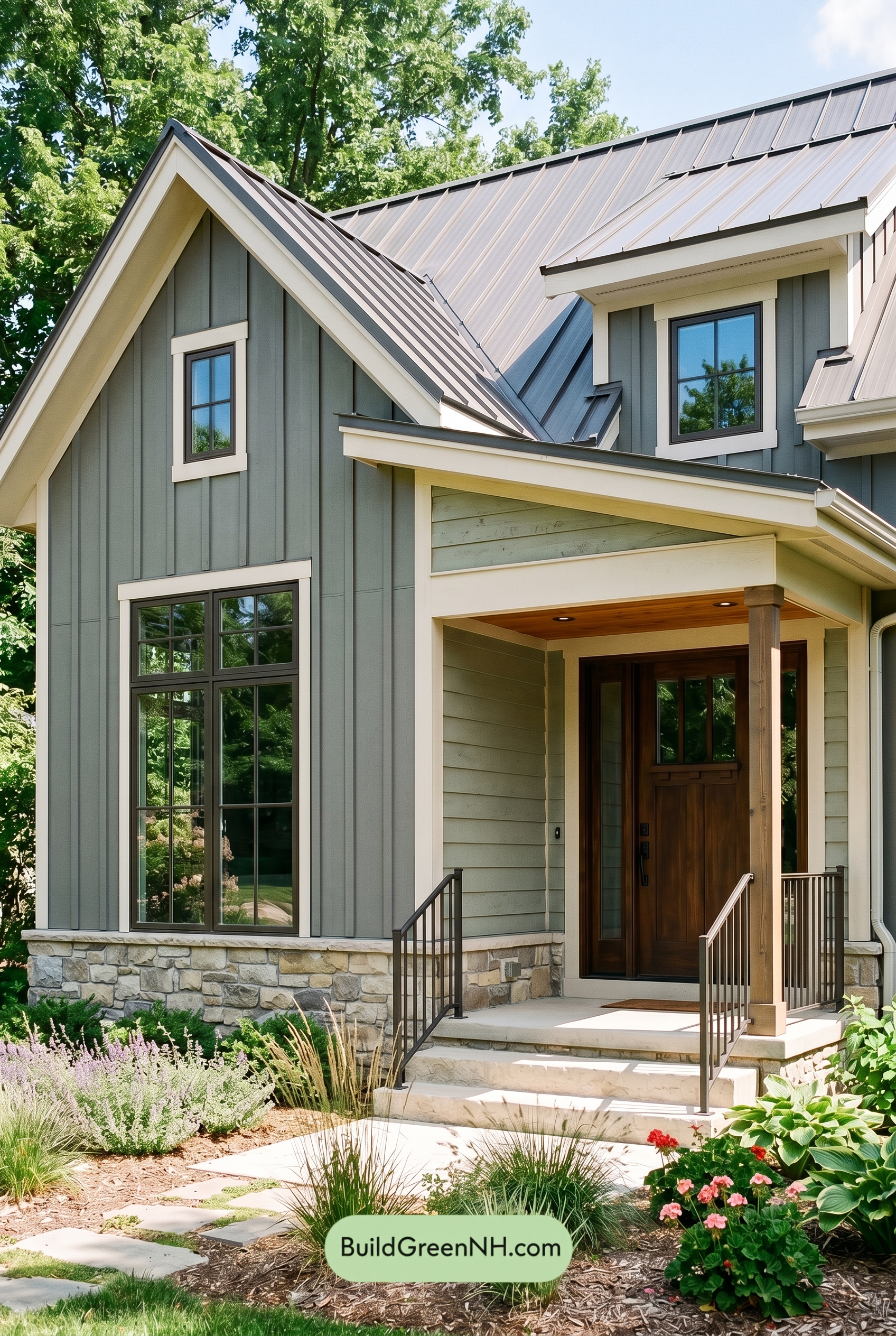 Modern Grey House Exterior Color Scheme: Slate With Sage