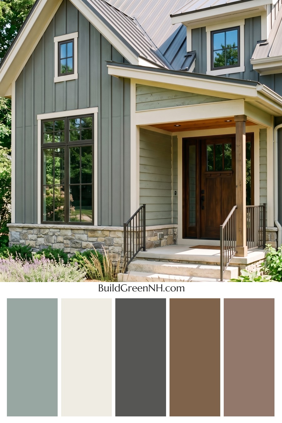 Modern Grey House Exterior Color Scheme: Slate With Sage