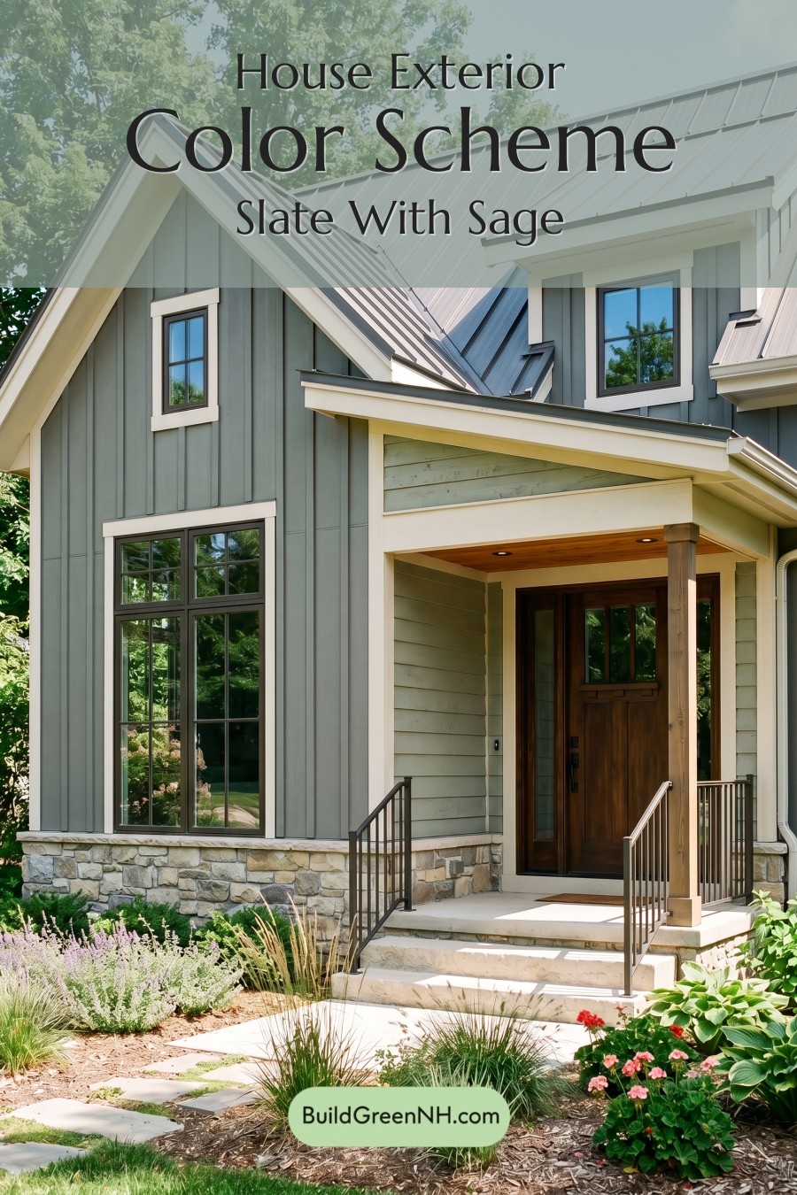 Modern Grey House Exterior Color Scheme: Slate With Sage