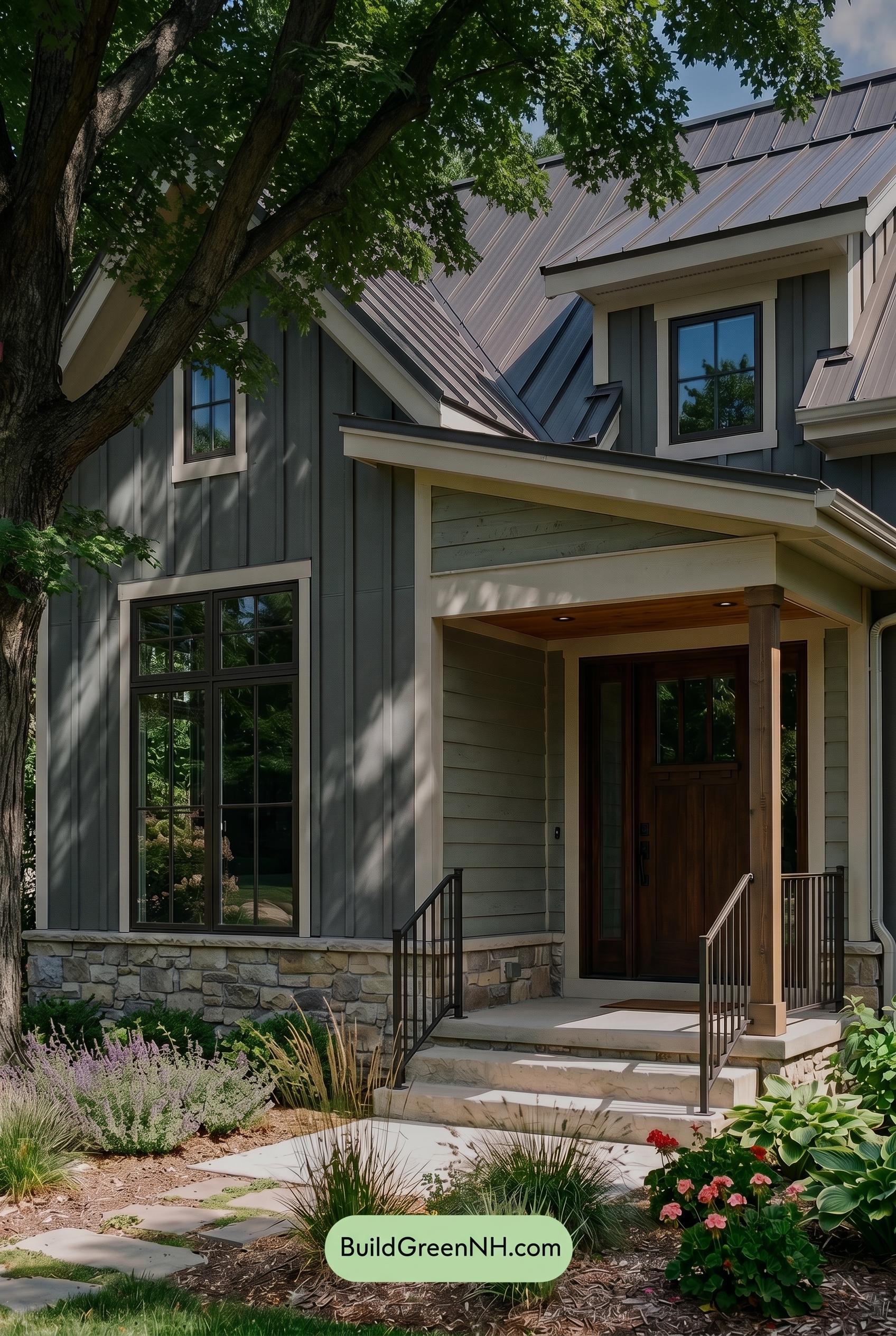 Modern Grey House Exterior Color Scheme: Slate With Sage - Shade