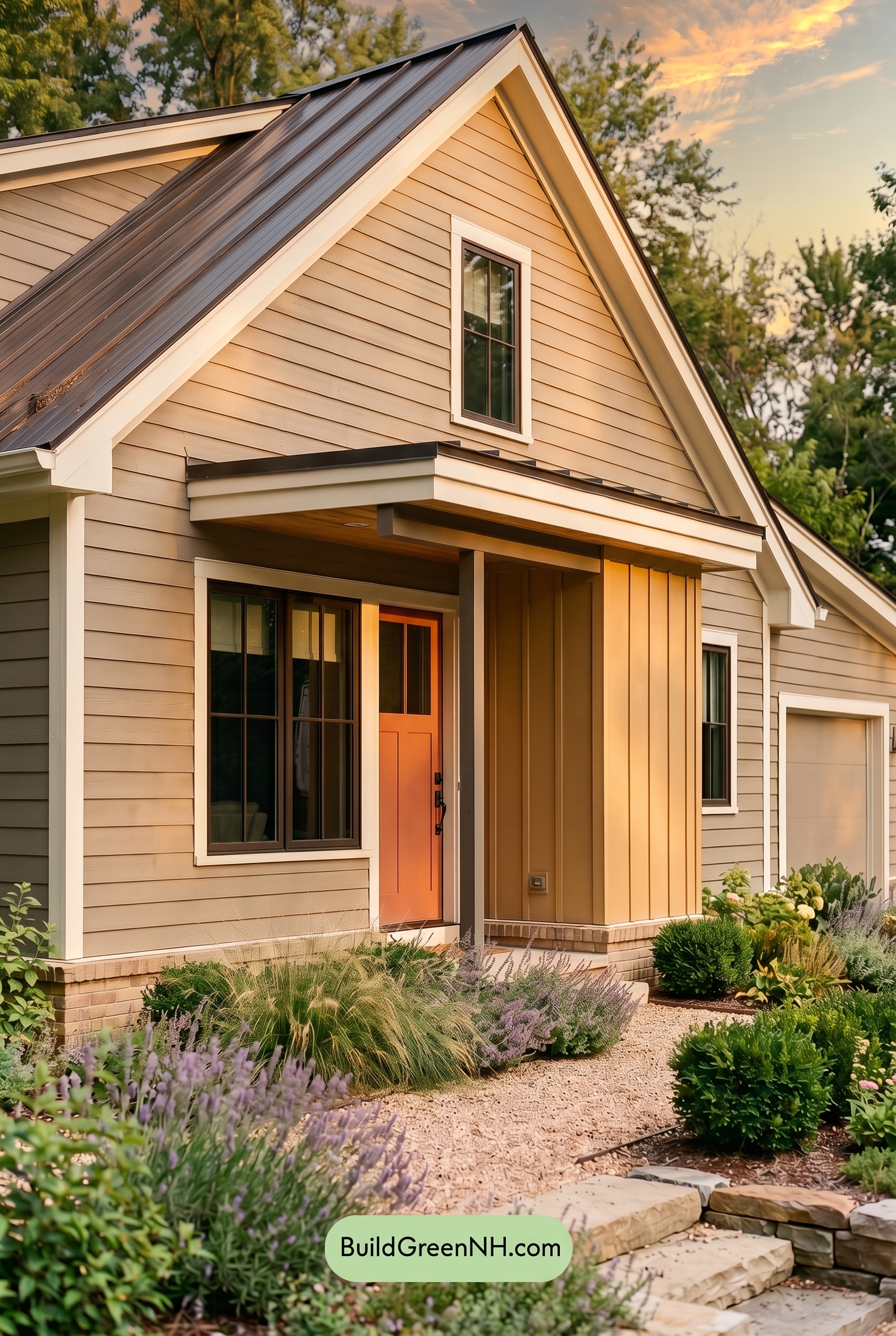 Modern Grey House Exterior Color Scheme: Smoky Ochre Line - Golden Hour