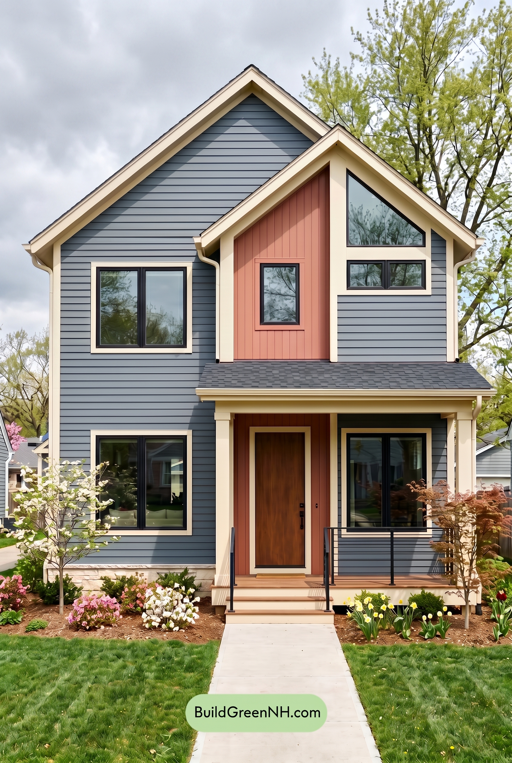 Modern Grey House Exterior Color Scheme: Stormblue Terra Lace - Overcast