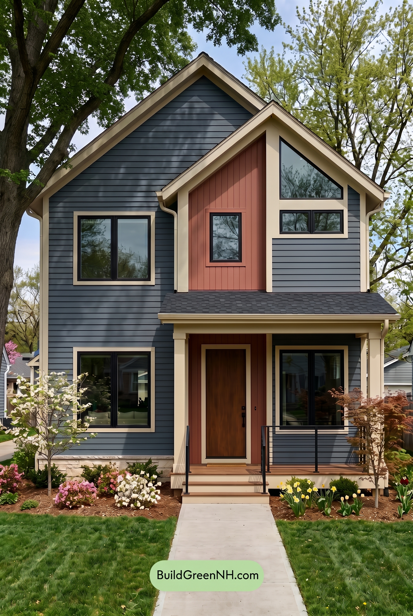 Modern Grey House Exterior Color Scheme: Stormblue Terra Lace - Shade